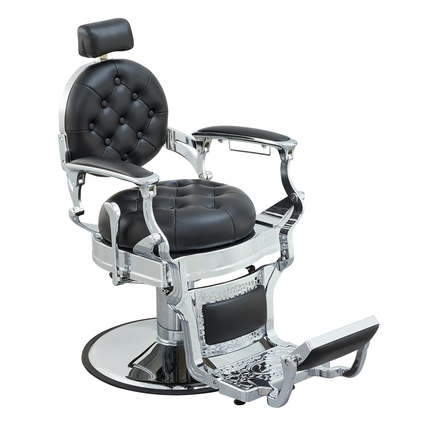 Nazalus Barber Chair Hair Salon Chair,Heavy Duty 700 LBS, for Hair Stylist Barber Beauty Tattoo Massage(Black Silver Round)