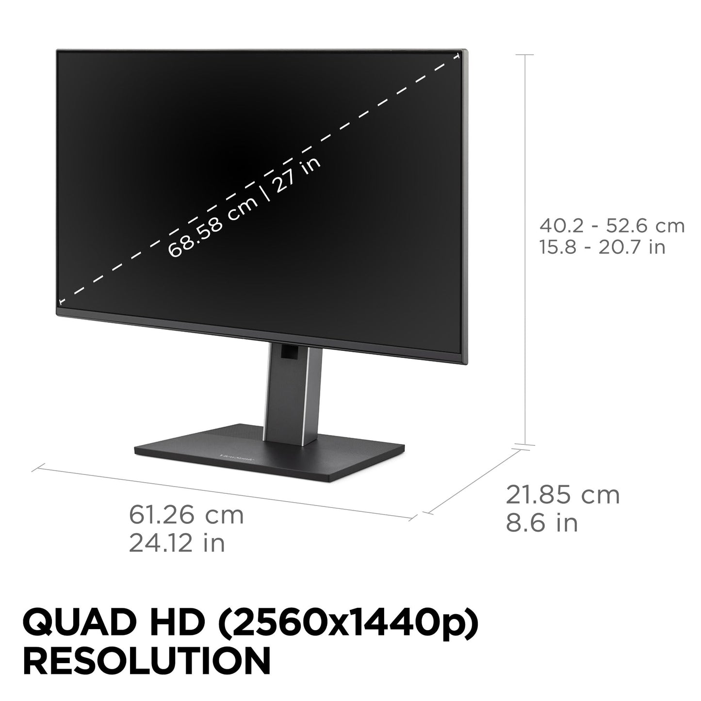 ViewSonic VG2752-2K 27 Inch 1440p Monitor, IPS Display with 100Hz for Smooth Home and Office Productivity, Full Ergonomic Adjustability, 5-Port USB Hub, 65W USB-C, HDMI, and DisplayPort Inputs