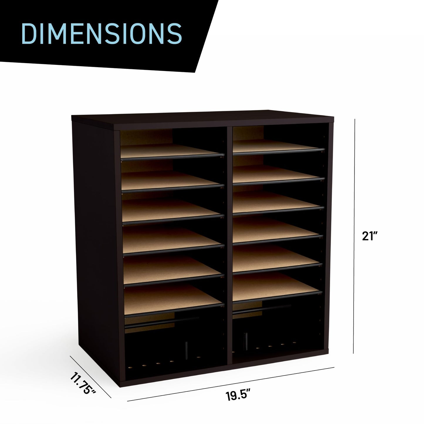 Safco Wooden Paper and Mail Organizer for Home Office and Classroom, Adjustable Shelves and Stackable