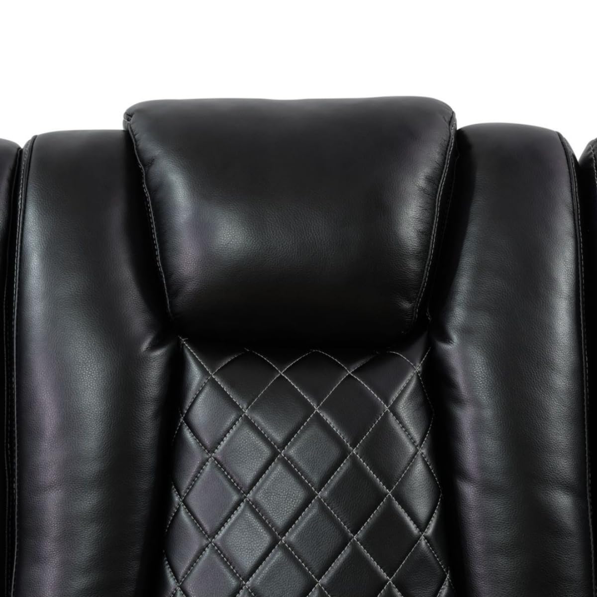 Electric Power Recliner Sofa Living Room Furniture, Comfy Home Theater Breathing Leather Seating with USB 2.0 Charging Ports, LED Light Strips, Fold-Down Table & Wireless charging device (Black)