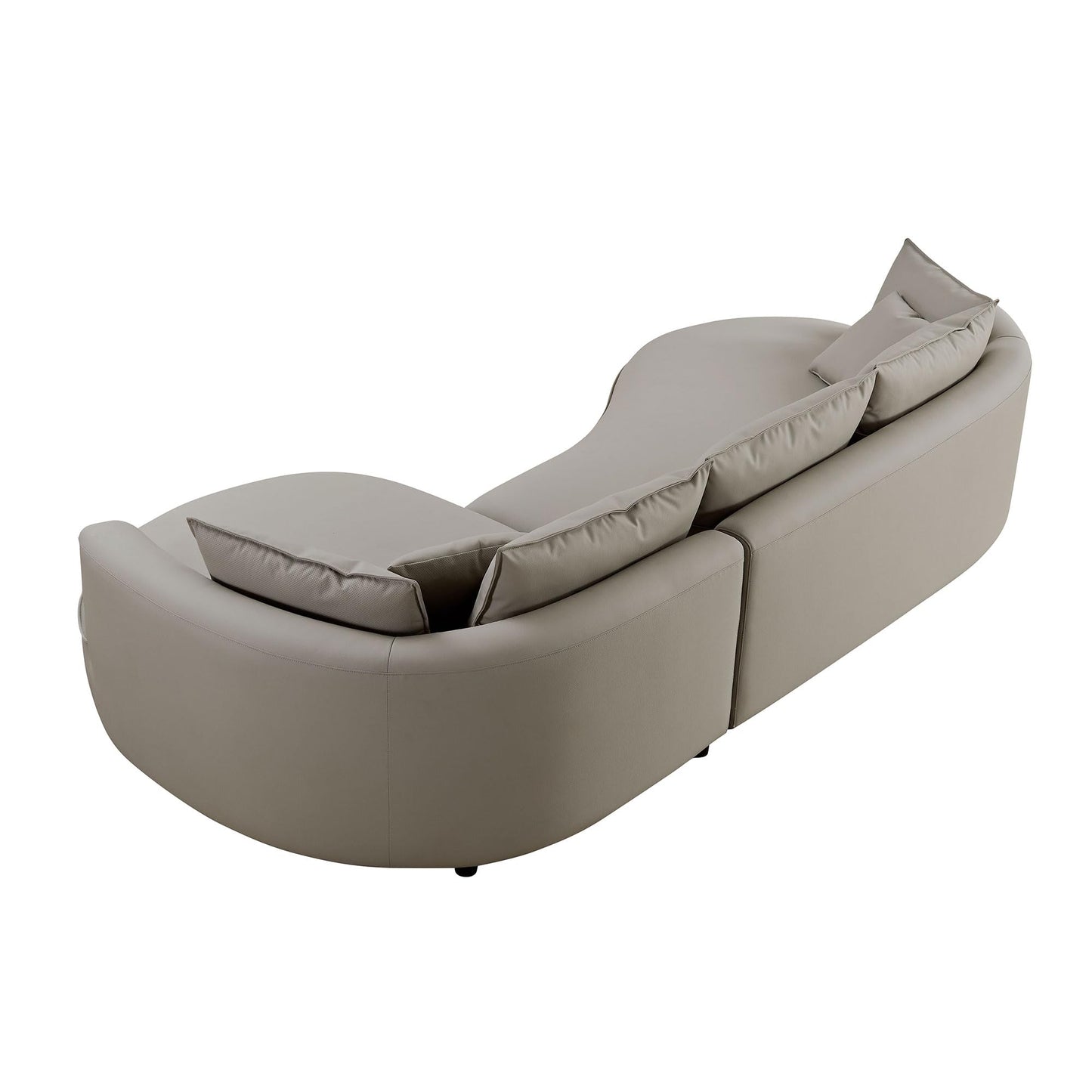 Luxury Right Facing Cloud Couch Oversized 6 Seats Curved Sectional Sofa, Modern Eco-Leather Upholstered Sofa Couch with Wide Lounge Chaise and 7 Pillows, Gorgeous Curved Sofa&Couch for Living Room