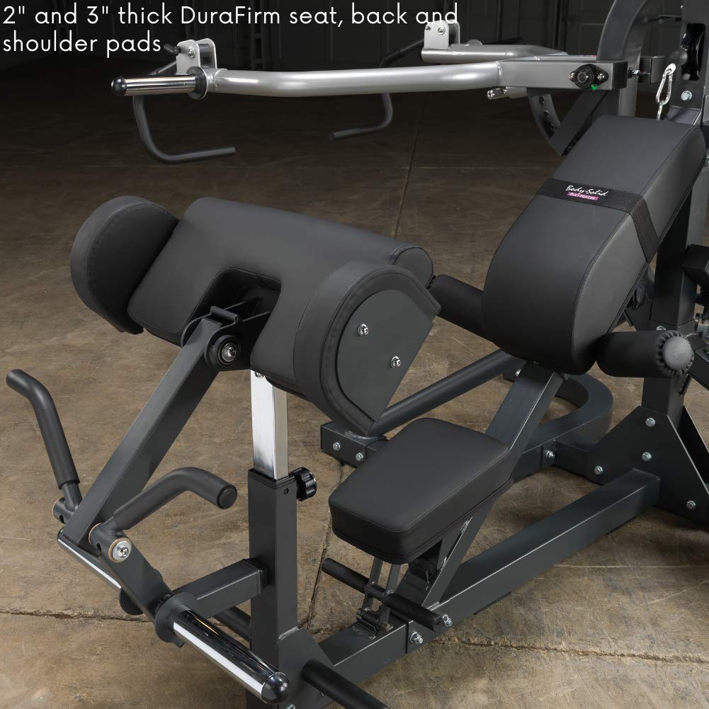 Body-Solid (SBL460P4) Free-Weight Leverage Gym with Squat Attachment and Olympic Leverage Flat Incline Decline Machine with Bench, Arm & Leg Strength Training Functional Exercise Workout Station