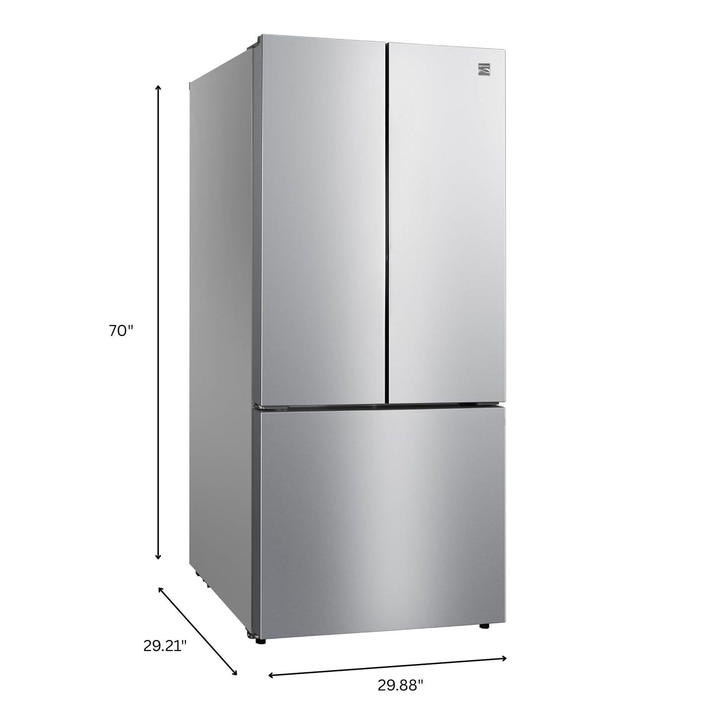 Kenmore 30 Inch Counter-Depth French Door Refrigerator/Freezer with Fingerprint-Resistant Stainless Steel, Adjustable Glass Shelves, Quiet and Energy Efficient Inverter Compressor, 17.5 cu. ft.