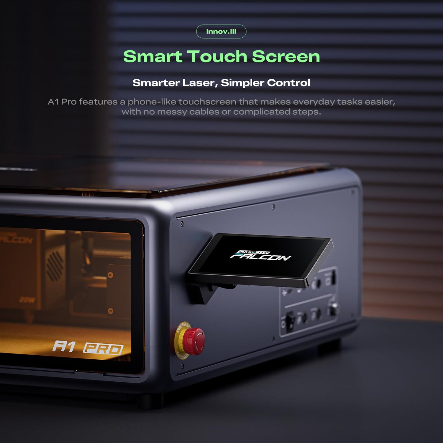 Creality Falcon A1 Pro 20W Laser Engraver, Full Enclosed 180W Output Laser Engraver Machine, Touch Screen, Auto Focus, APP Control, Pre-Assembled, Ideal for Wood and Metal, Class 1 Safety