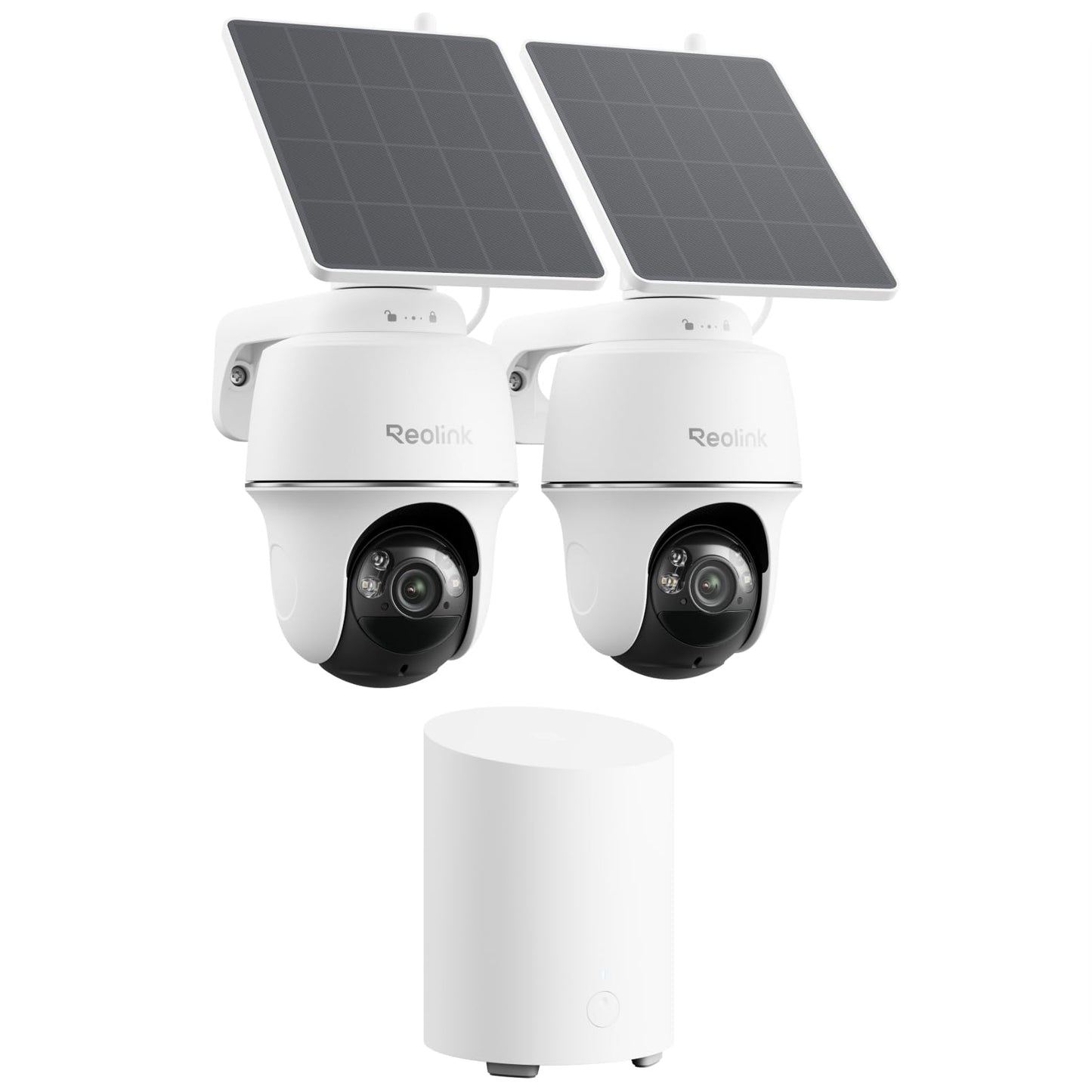 REOLINK 5MP Solar Security Cameras Wireless Outdoor, 360° Pan Tilt Auto-Tracking, Smart AI Detection, Up to 1TB Local Storage, 2.4/5GHz Dual-Band WiFi, Home Hub Mini with 2X Argus PT + Solar Panel