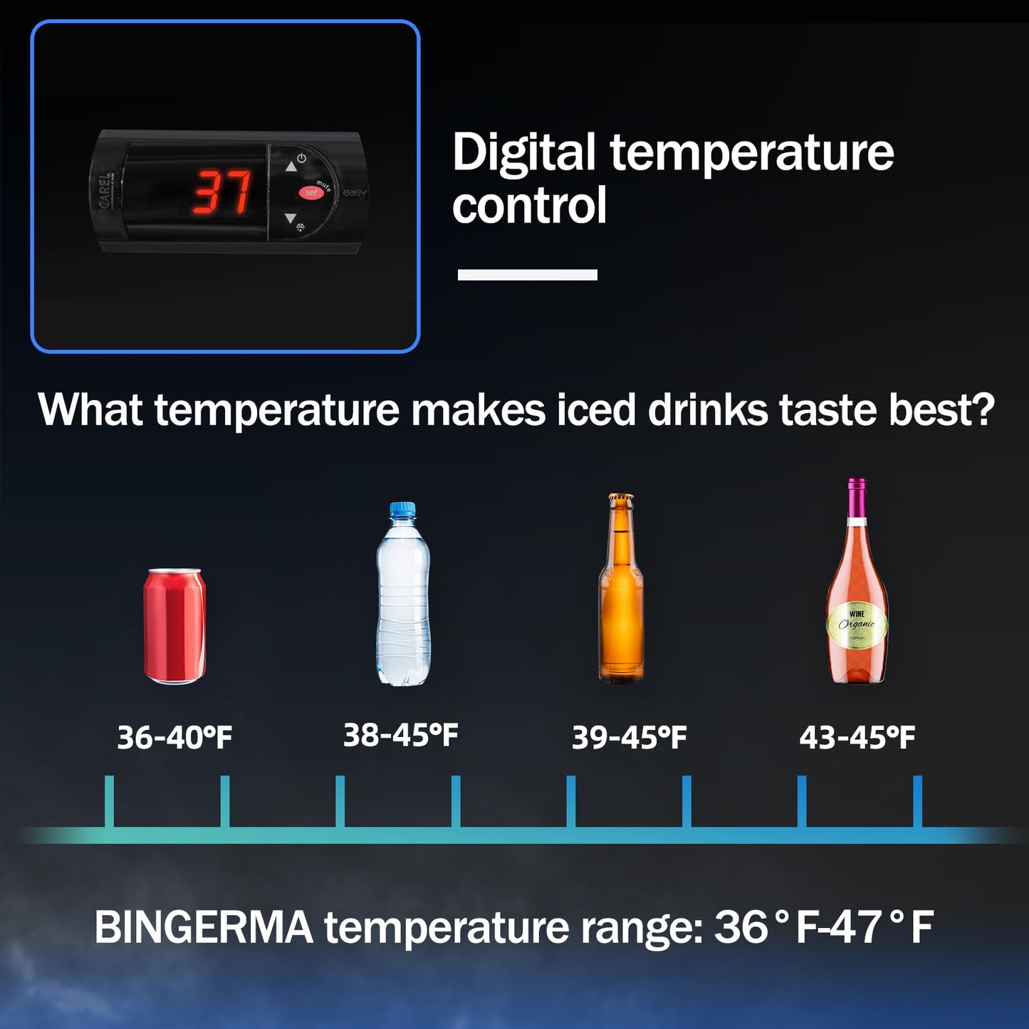 BINGERMA Back Bar Cooler with 2 Glass Sliding Doors 7.4 Cu.ft. ETL Commercial Beverage Refrigerator Black Drink Fridges for Beer, Wine,Soda, Drinks