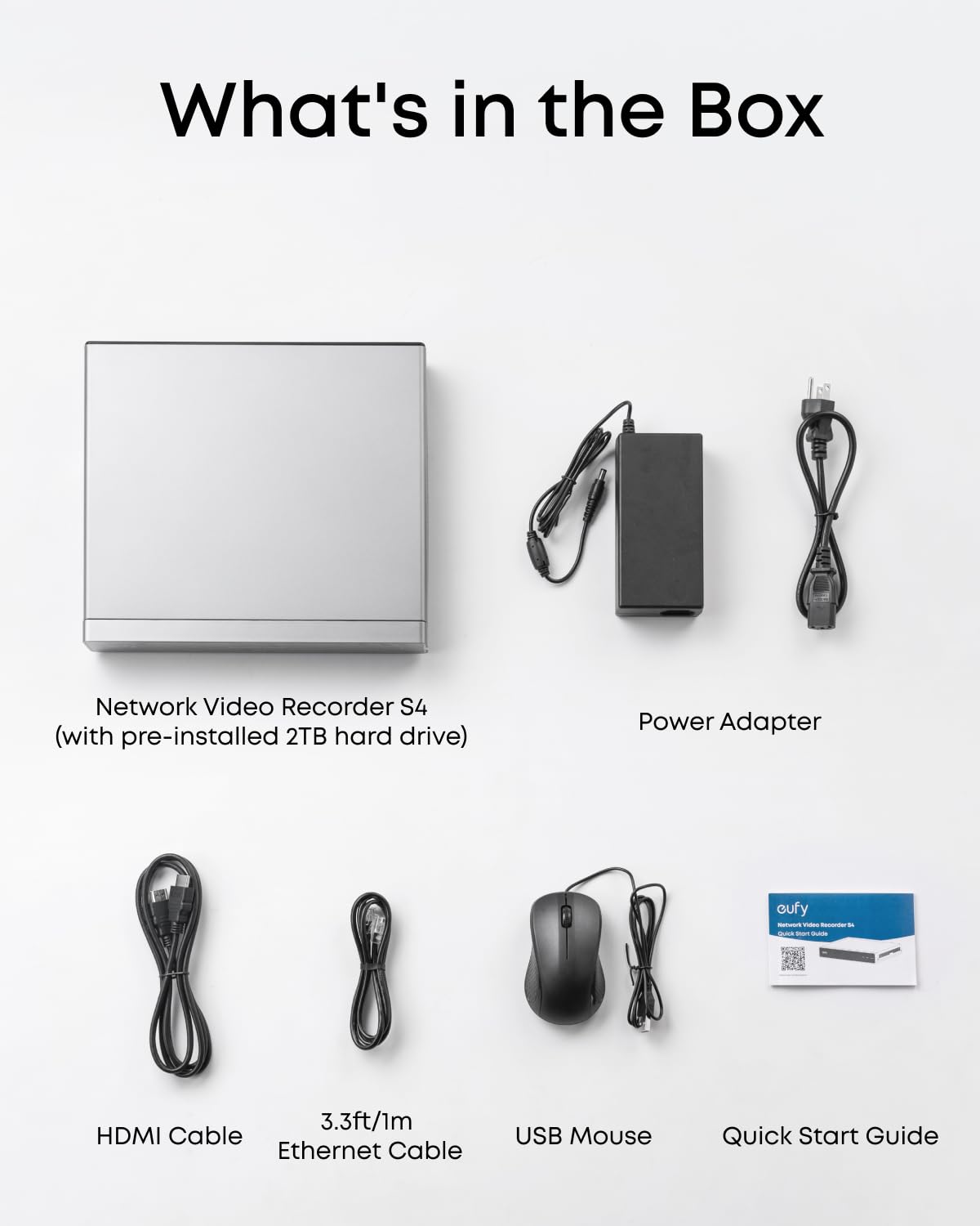 eufy Security Network Video Recorder S4 for Home Security Cameras, 8CH Up to 16CH, Local AI Agent, Smart Video Search, 2 TB HD, Up to 16 TB, 24/7 Recording, Only Works with eufy PoE Cams and Devices