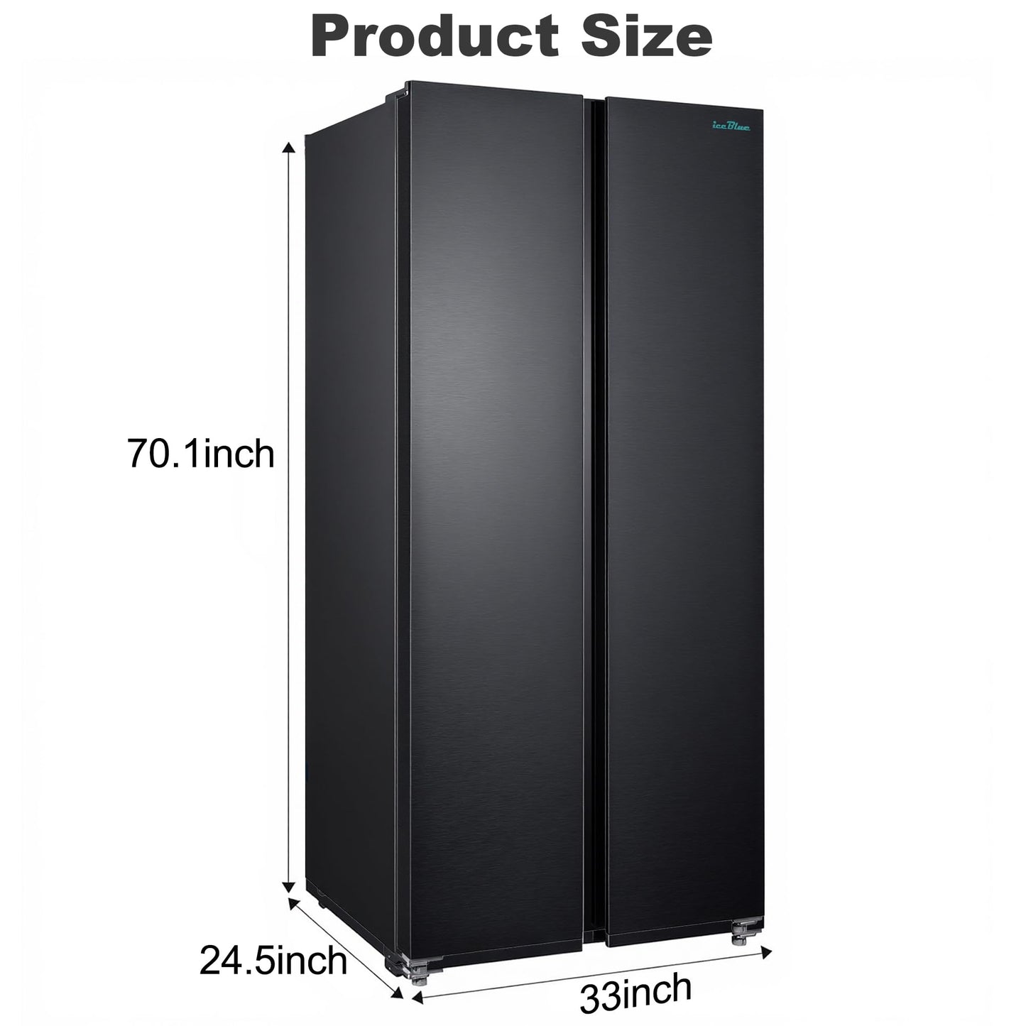 Iceblue 15.6 Cu.Ft. Side-by-side Refrigerators, 33" Full Size Refrigerator, Zoning Temperature Control Beverage Refrigerator with Freezer, Frost Free Beverage Fridge - Black Stainless Steel