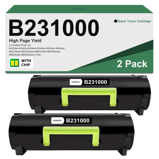 B231000 Toner Cartridge 2-Pack Replacement for Lexmark B231000 Black Print High Yield Cartridge Remanufactured for B2338dw B2650dn B2442dw B2546dw B2650dw MB2338adw MB2442adwe MB2546ade Printer