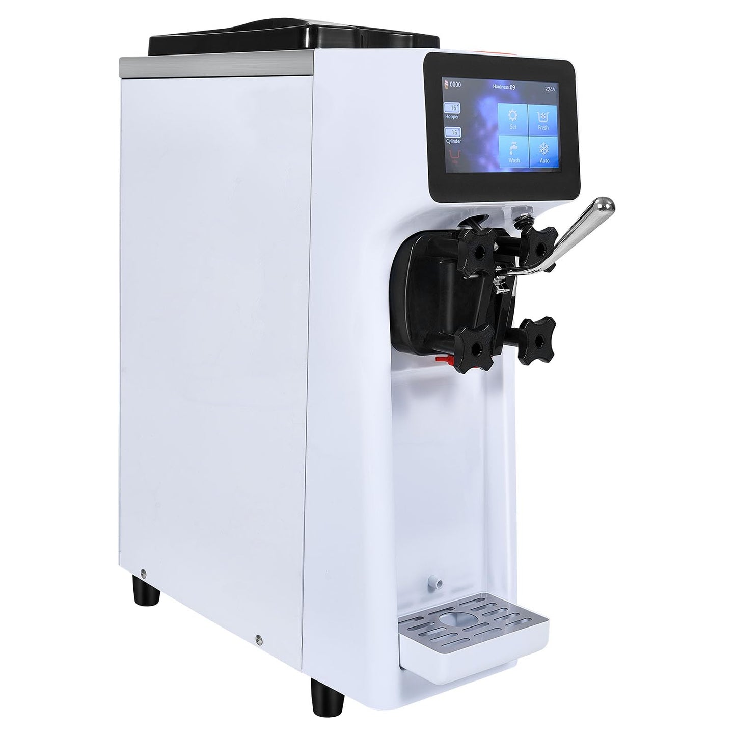 VEVOR Commercial Ice Cream Machine, 1000W Single Flavor Soft Serve Ice Cream Maker, 10.6 QT/H Yield, 4L Hopper & 1.6L Cylinder, Touch Screen, Auto Clean & Pre-Cooling, Countertop Restaurant Snack Bar