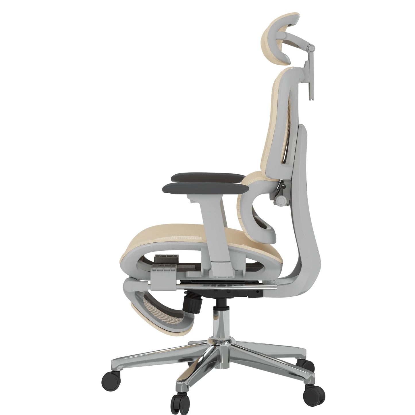 FLEXISPOT ErgoX Premium Ergonomic Office Chair with Footrest- Adjustable 3D Armrests, Dynamic Lumbar Support, Recline & Tilt Function, Mesh Seat, for Home & Office Use,Cream