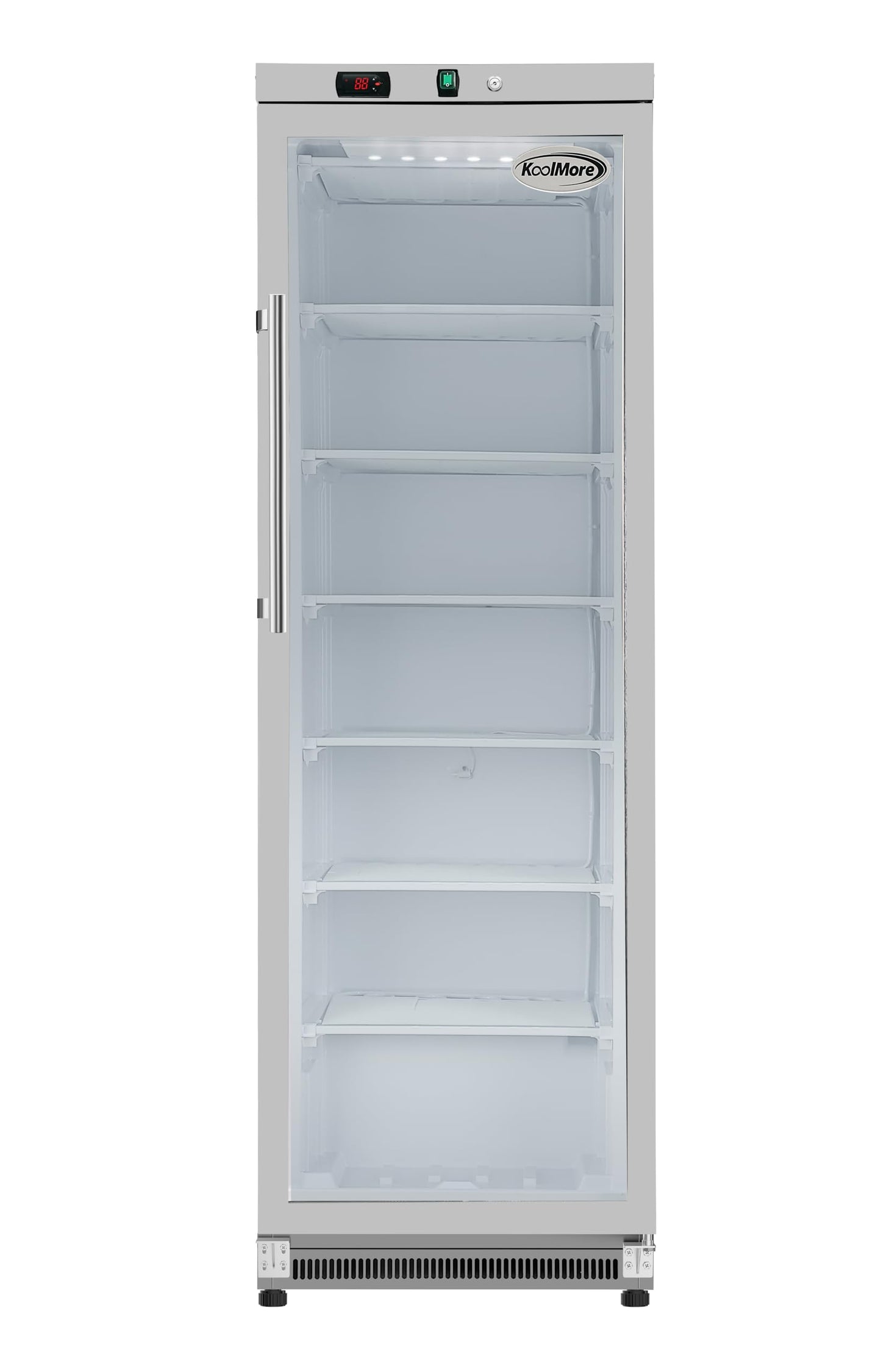 KoolMore 12 Cu. ft. Commercial Freezer with Glass Door in Stainless Steel - Manual Defrost (KM-MFD-12GSG)