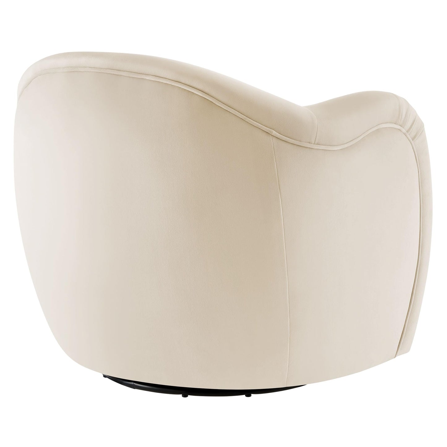 Modway Compose Performance Velvet Swivel Armchair in Alabaster - Barrel Accent Chair - Comfy Round Single Sofa Chair with 360° Rotation - Modern Upholstered Club Chair for Living Room, Bedroom