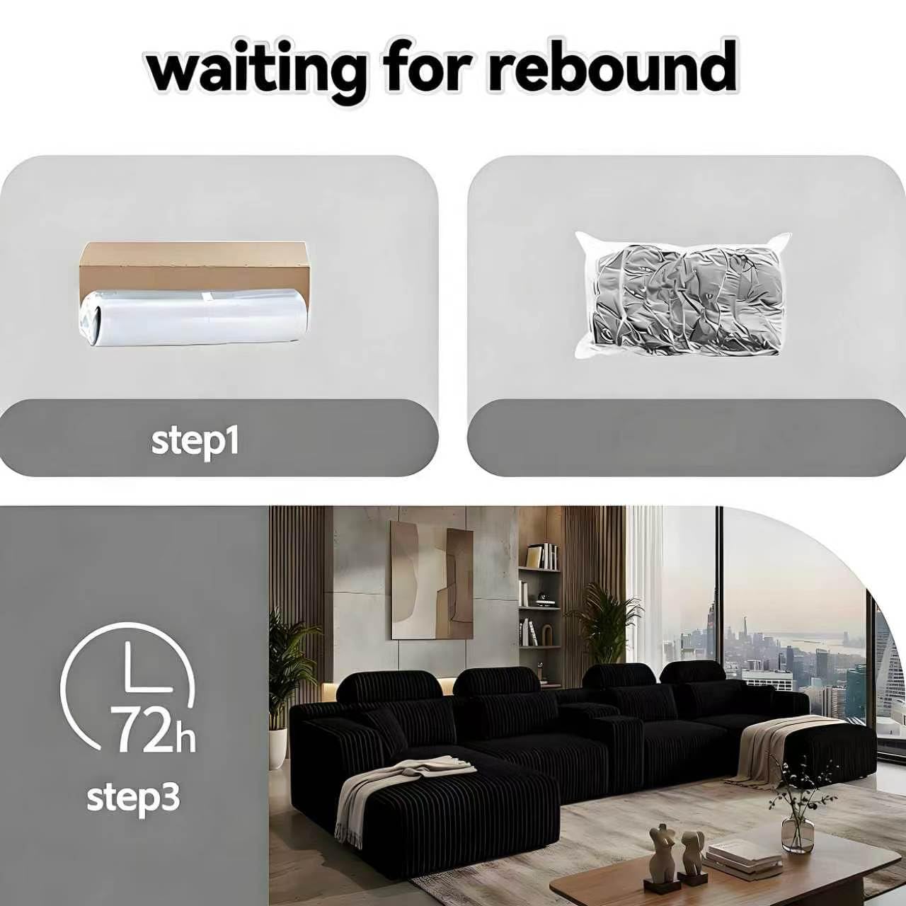 KEIKI Modular Sectional Cloud Couch for Living Room - 143" 6 Seater Convertible Velvet Couches Set with Ottoman, No Assembly Compression Sofa, Soft Floor Sofa with Chaise Lounge & Cup Holders, Coffee