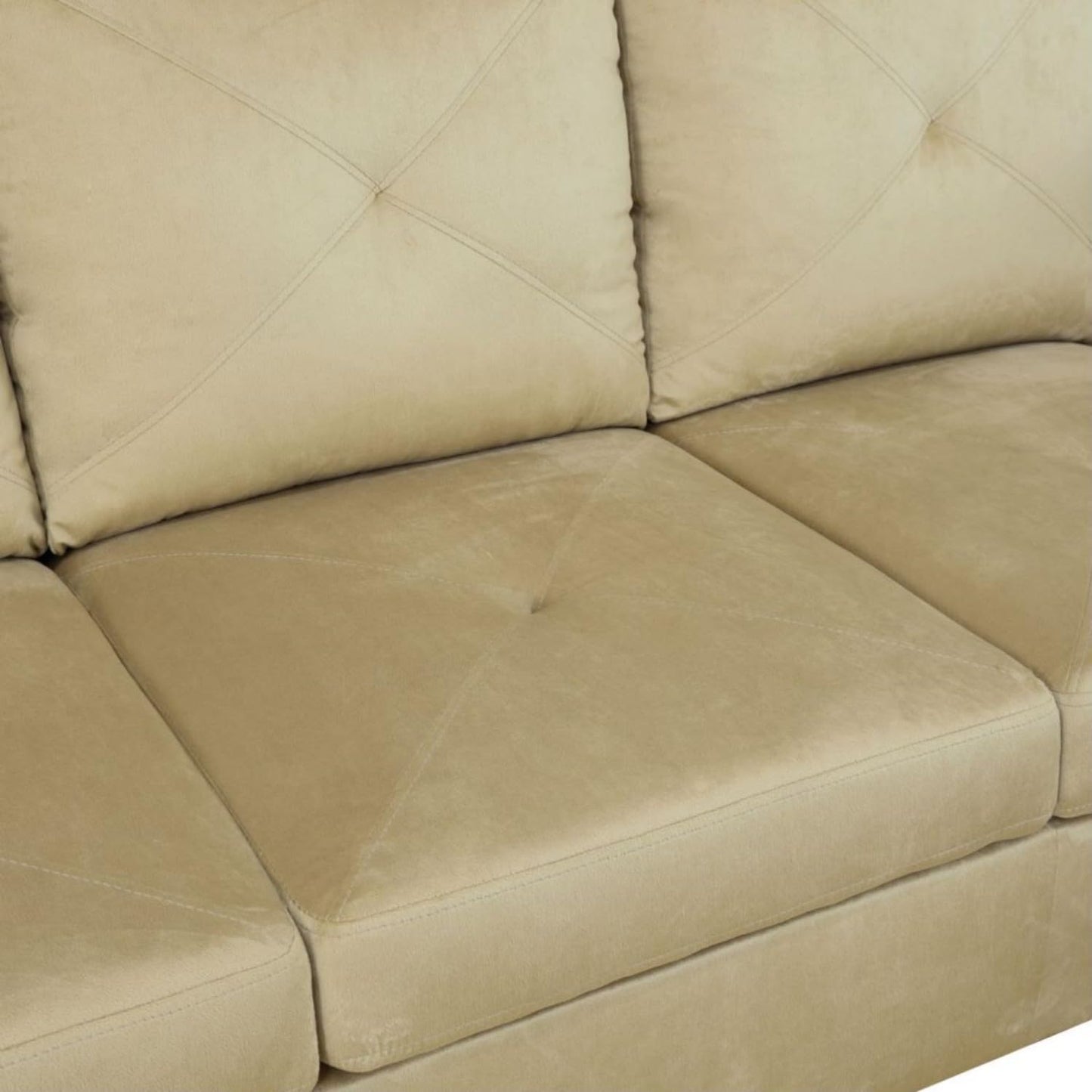 UOCFYK Beige L-Shaped 3-Piece Microfiber Sofa with Storage Ottoman Set, Sectional Couch Sofa Set for Living Room, Office, Small Space