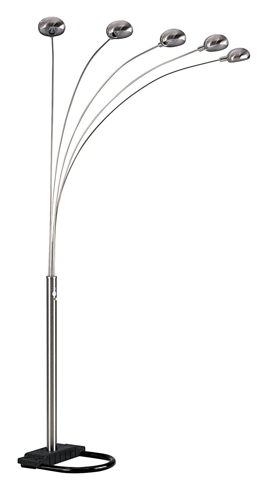 SH Lighting ORE 6962SN Arc Tree Floor Lamp, 5-Head Metal Dome Shade, 84in x 45in x 50in, Satin Nickel