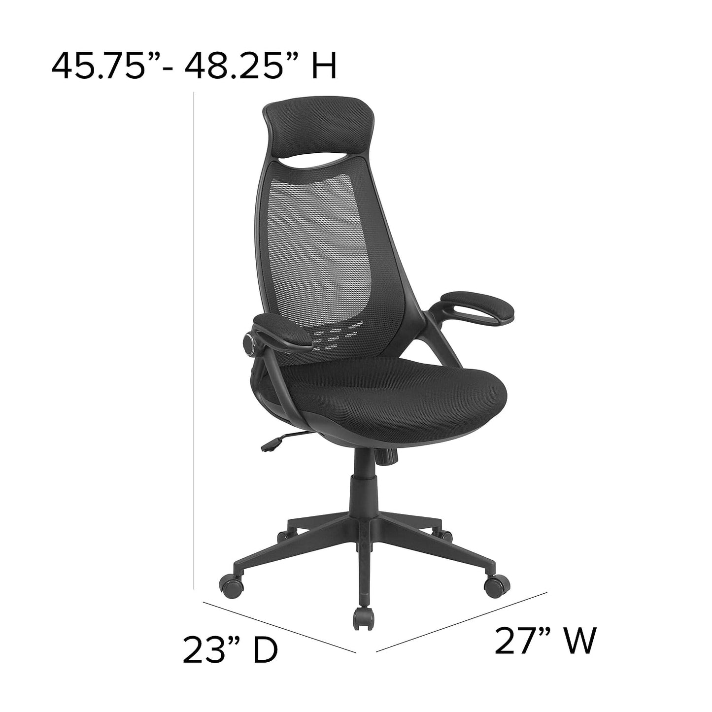 Flash Furniture Ivan High Back Black Mesh Executive Swivel Office Chair with Flip-Up Arms