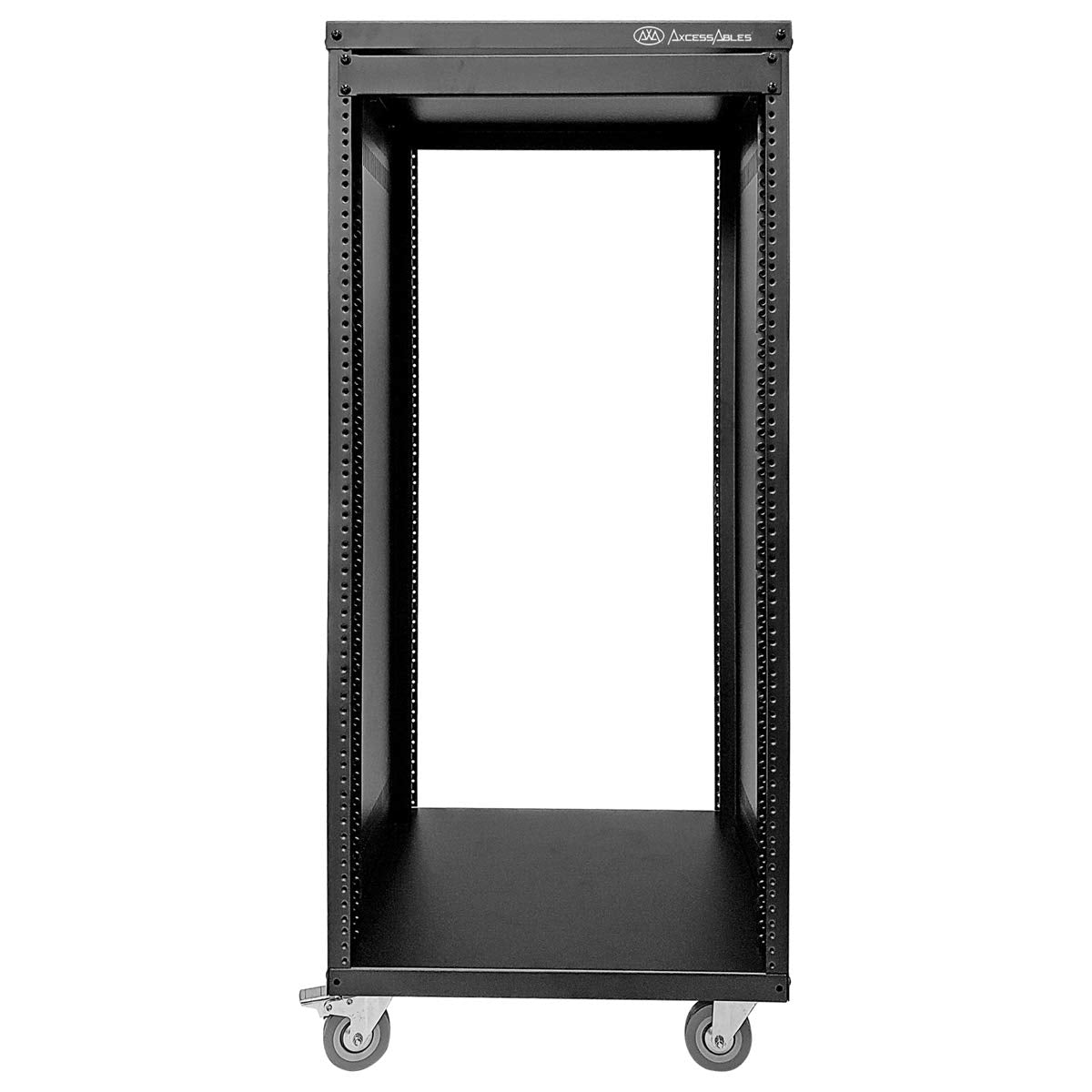 AxcessAbles 22U 19-Inch Rolling IT Server Rack 550LB Heavy Duty Open Frame with Removable Side Panels Large 3-Inch Locking Casters for Servers Networking and Rackmount Gear Includes 5mm and 6mm Screws
