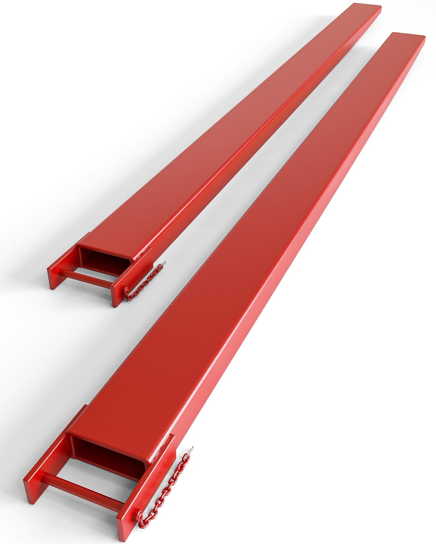 84" Length Pallet Fork Extension with Tire Chain,4.5" Width 5500 LBS Max Heavy Duty Steel Pallet Extensions for Forklift Truck, Red