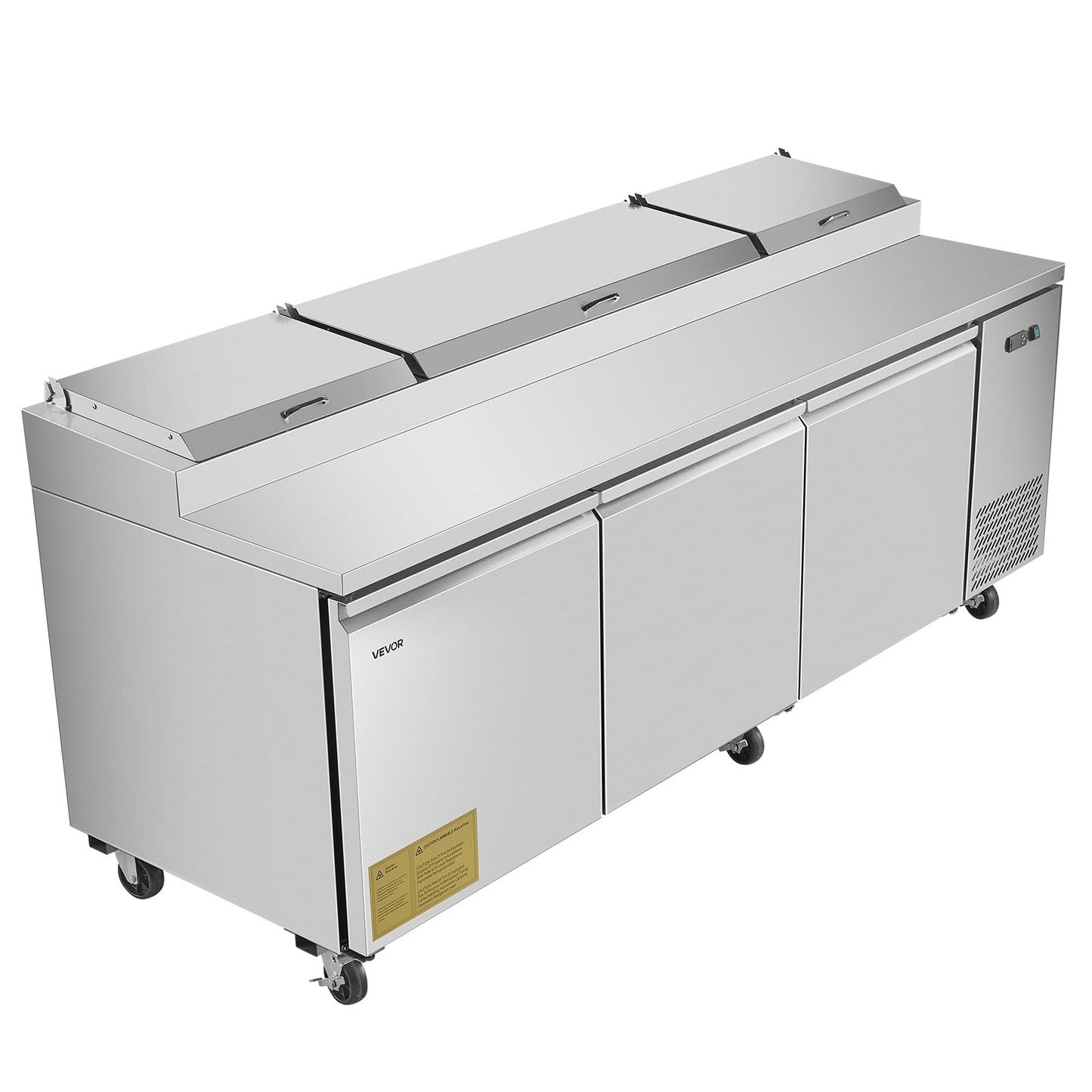 VEVOR 93"W Commercial Refrigerator, Pizza Prep Refrigerated Table, 19.3" Ultra Wide Countertop Food Prep Cooler, 30.8 Cu.Ft Single Door Salad Prep Fridge, 12 Pans Pizza Make Worktop with Cutting Board
