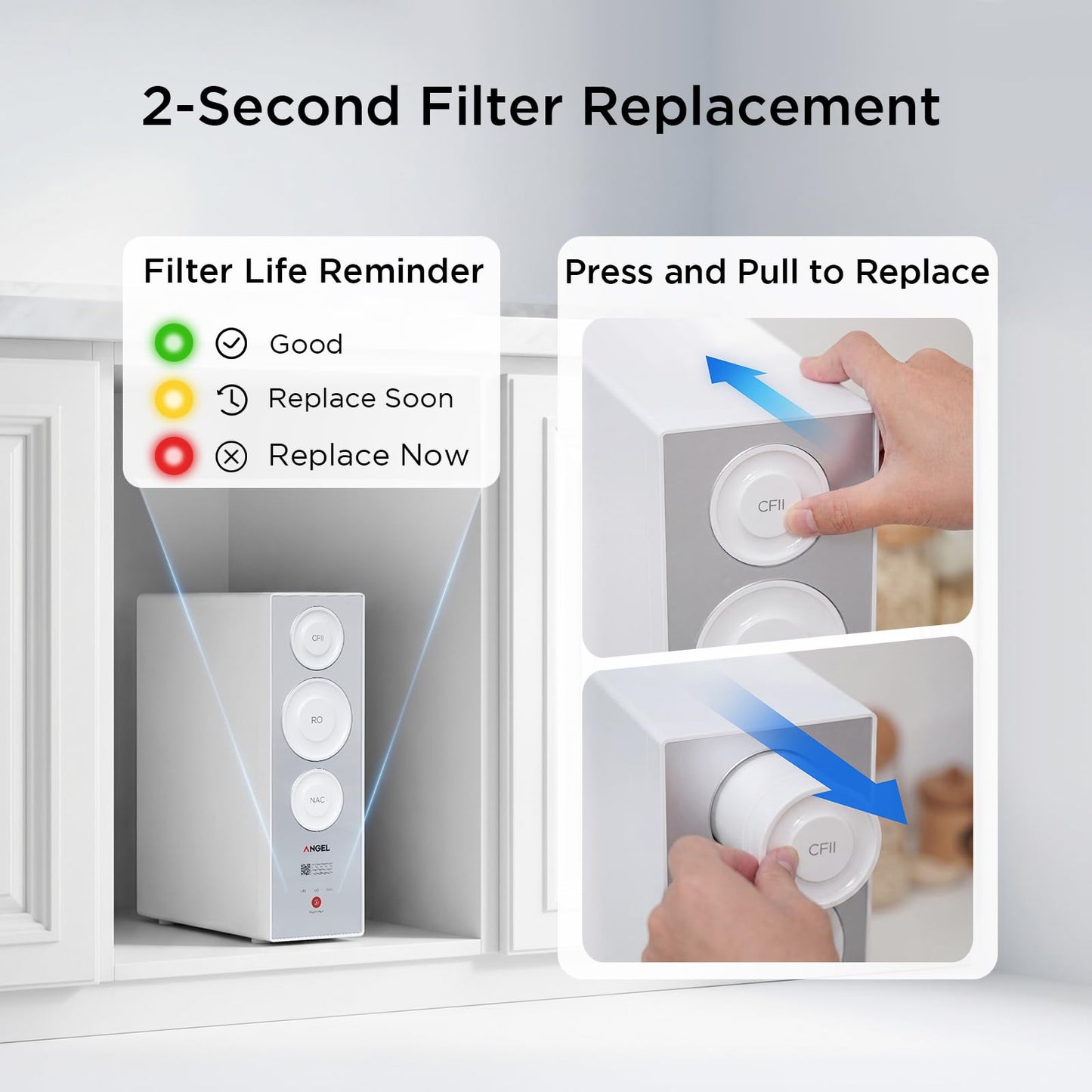 ANGEL X2 Tankless Reverse Osmosis Water Filter System, 700GPD, Removes 99% PFAS, Tested to NSF/ANSI 58, 42 & 372 Standards, 2.5:1 Pure to Drain, Reduce Chlorine, TDS, Under Sink RO System with Faucet