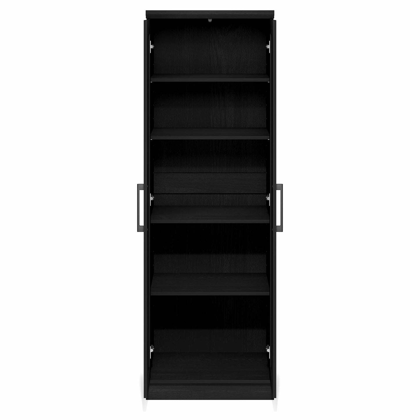 Furinno Robin Storage Cabinet, 5-Tier Pantry Cabinet with Adjustable Shelves, 23W with 2 Shaker-Doors, Kitchen Cabinet, Organization and Storage, for Pantry, Living Room, Home Office, Black Woodgrain