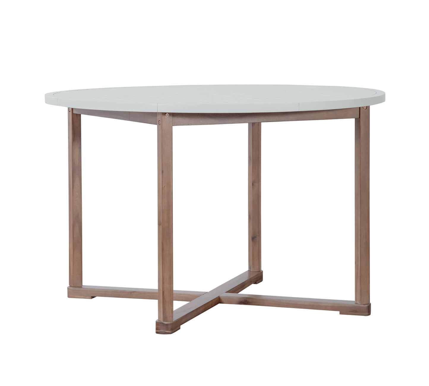 Merax 5-Piece Outdoor Dining Set for 4 People, Weather-Resistant Sturdy Acacia Wood Furniture Sets, 47.2" Round Dining Table, for Patios Garden Poolside Lawn, Light Gray Tabletop+Light Brown Chair