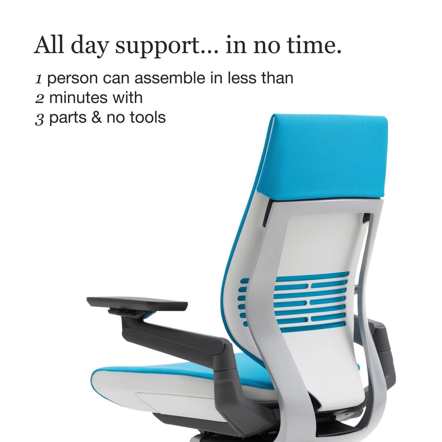 Steelcase Gesture Office Chair - Ergonomic Work Chair with Wheels for Carpet - Comfortable - Intuitive-to-Adjust for Desk - 360-Degree Arms - Blue Jay Fabric