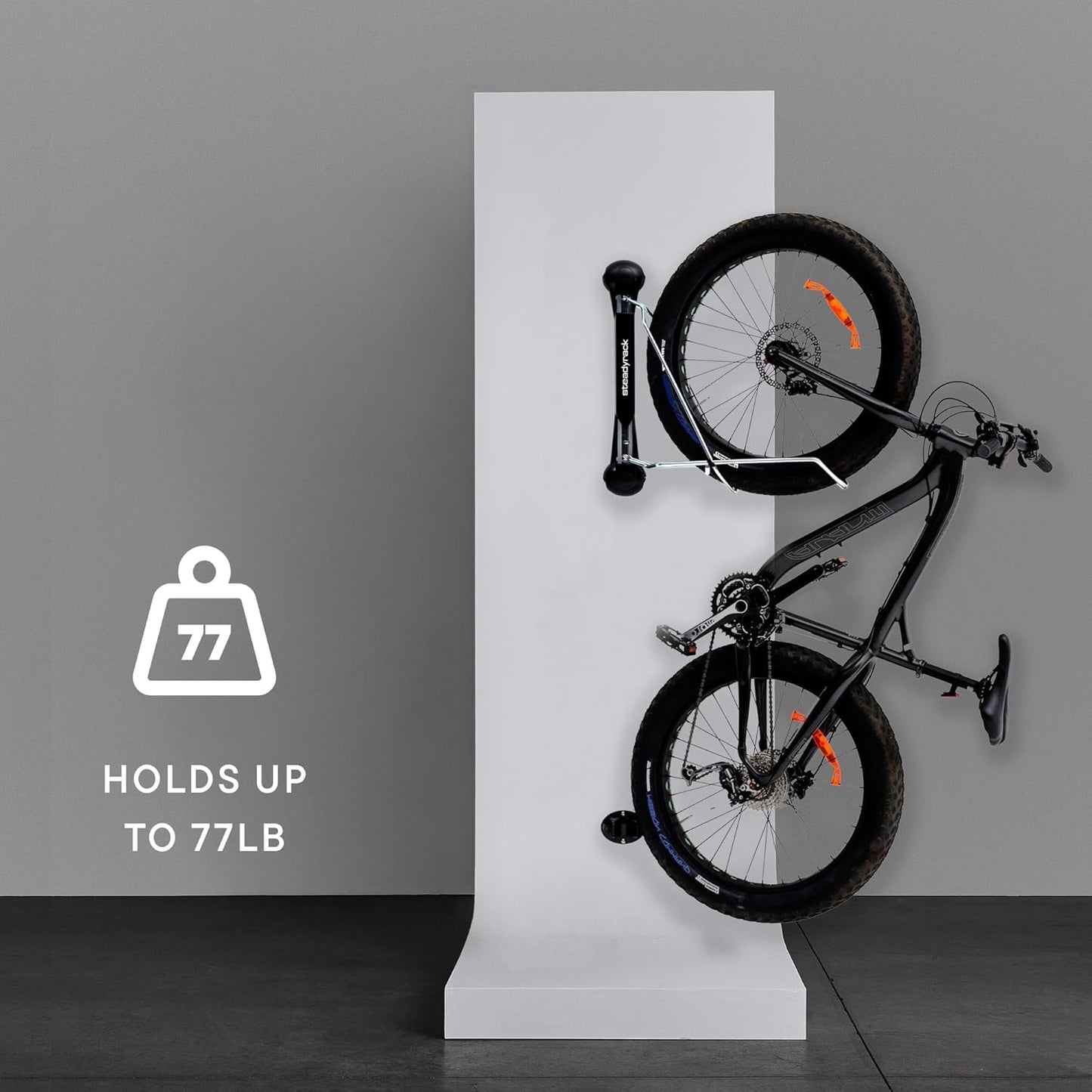 Steadyrack Fat Tire Bike Rack – Vertical Wall Mount Storage for Fat Bikes with 2.8”–4.5” Wide Tires – Space-Saving Pivot Design for Garage or Home
