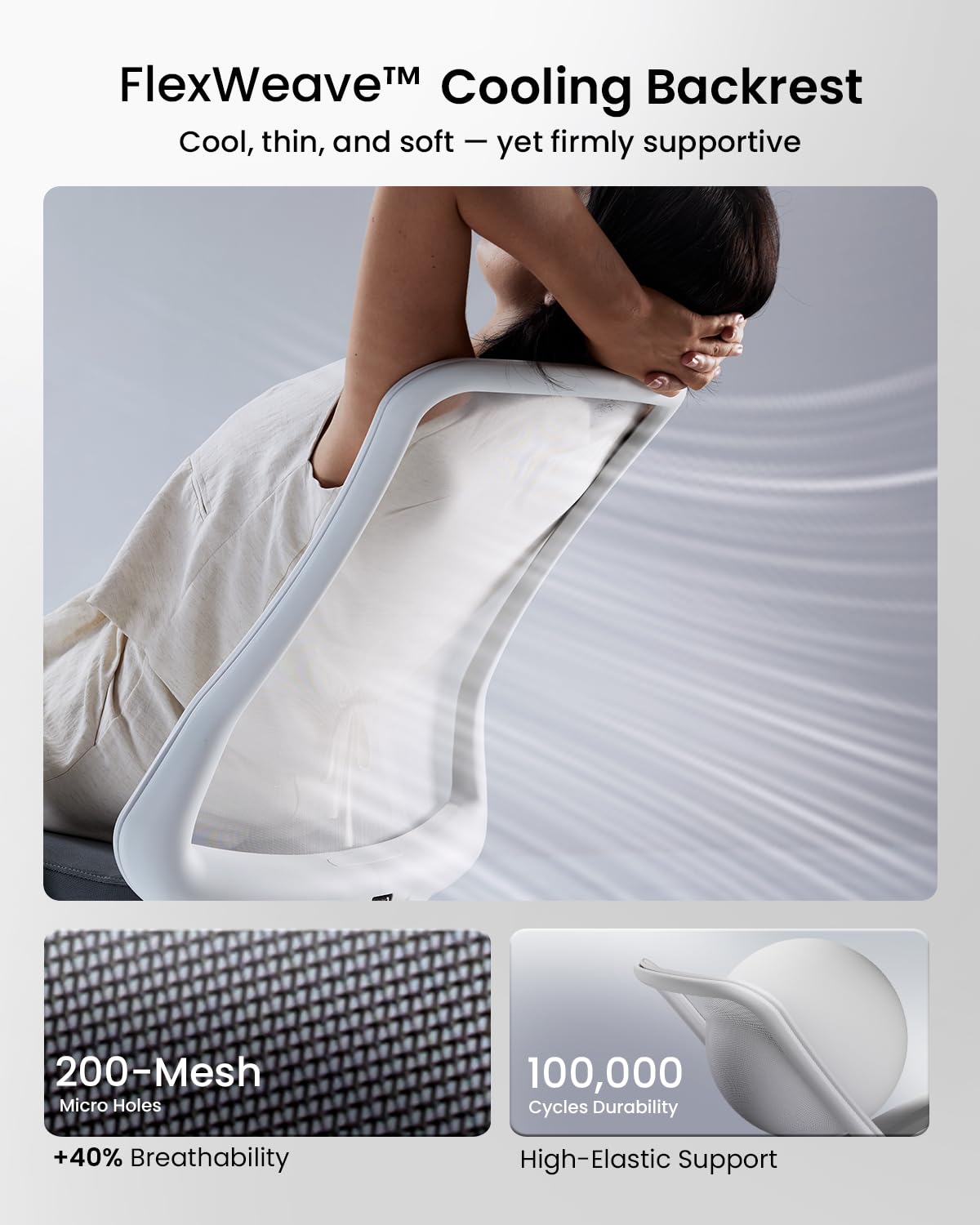 ProtoArc Ergonomic Office Chair – Flexer Mesh Couputer Chair for Women, Foam Sliding Seat, 125° Recline, Home Desk Chairs for Small Spaces, Stylish & Comfortable – White