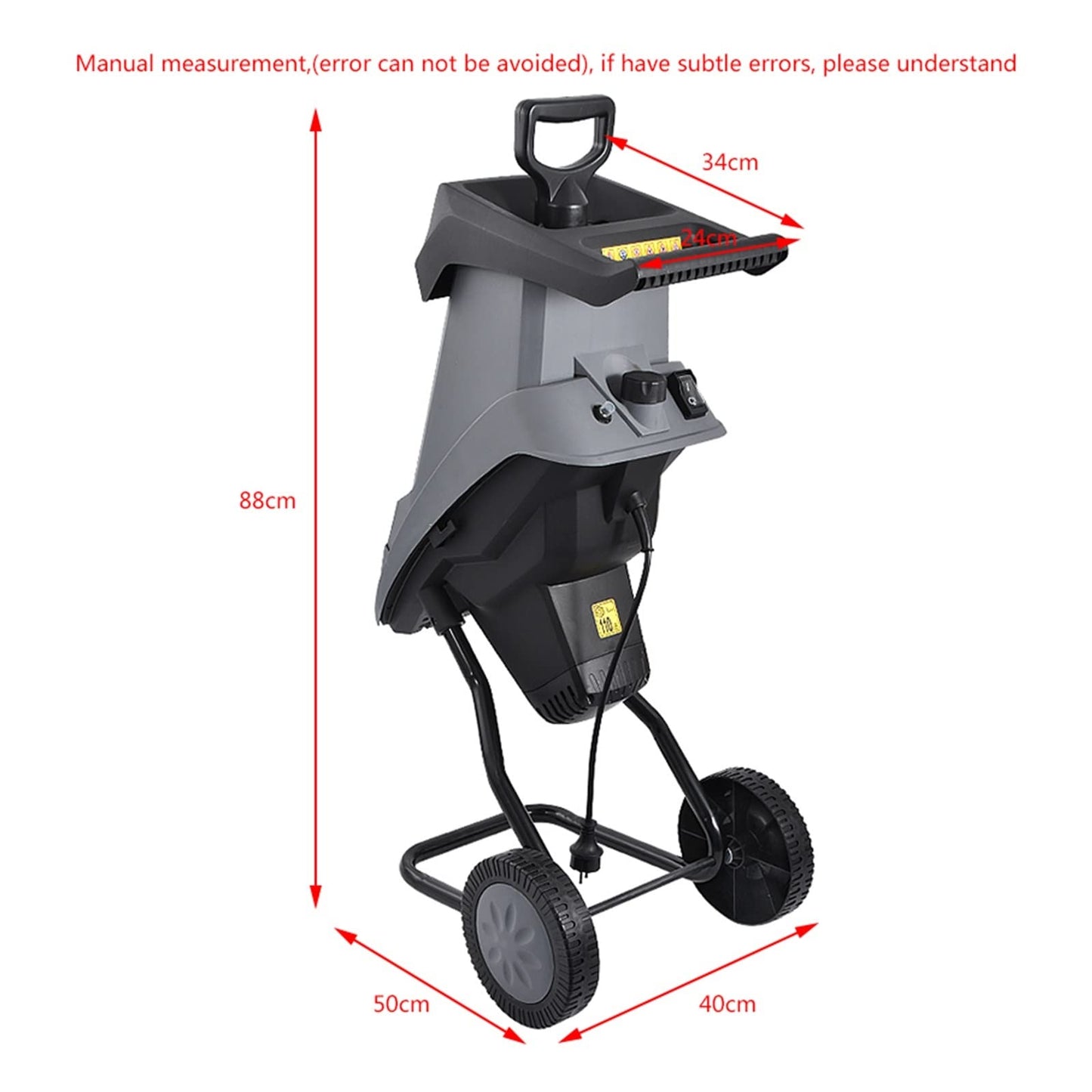 HT6533 Powerful Wood Chipper Branch Crusher Electric Breaking Machine 2400W Tree Branch Crushing Machine Garden Tool,Easy to operate(With 20M Power cord)