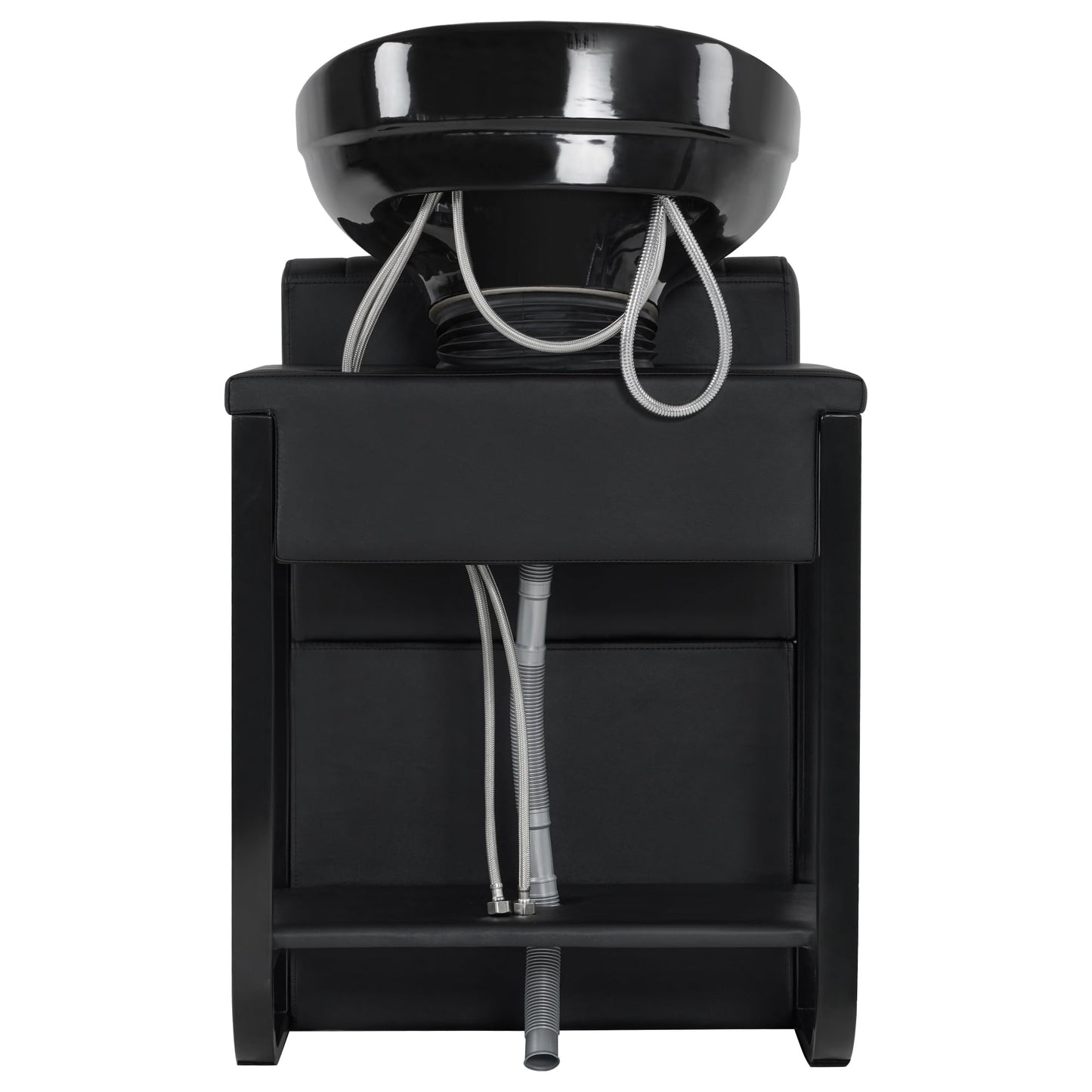 BarberPub Shampoo Bowl and Chair Set for Salon, Shampoo Backwash Station Chair for Hair Stylist, Ceramic Hair Wash Bowl Sink Unit Station for Salon Beauty Spa Equipment 9024