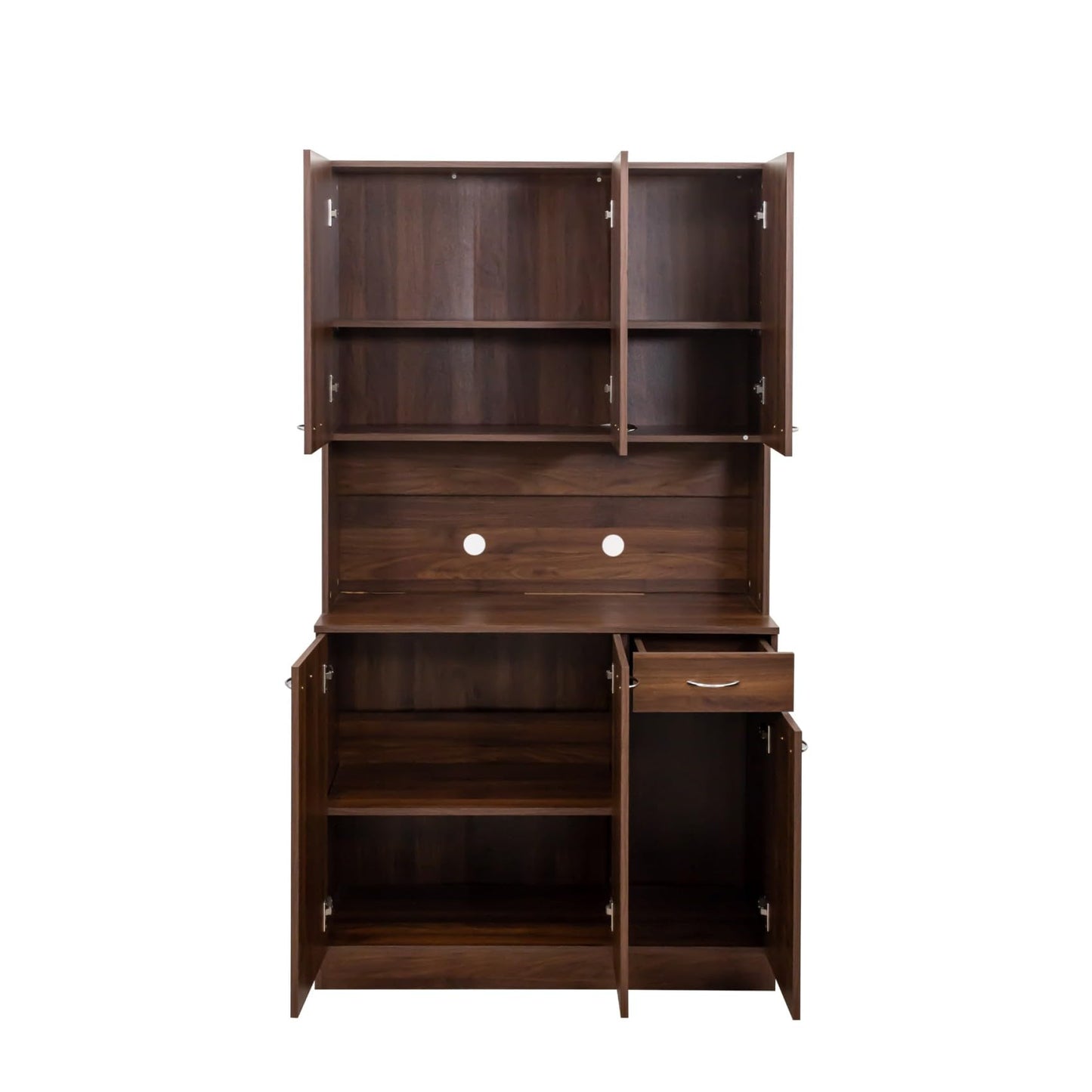 KEIKI 70.87" Tall Kitchen Pantry Storage Cabinet with Countertop, 6-Doors, 1 Drawers, Microwave Stand and Shelves, Freestanding Wood Hutch Food Pantries Cupboard for Coffee Bar, Dining Room