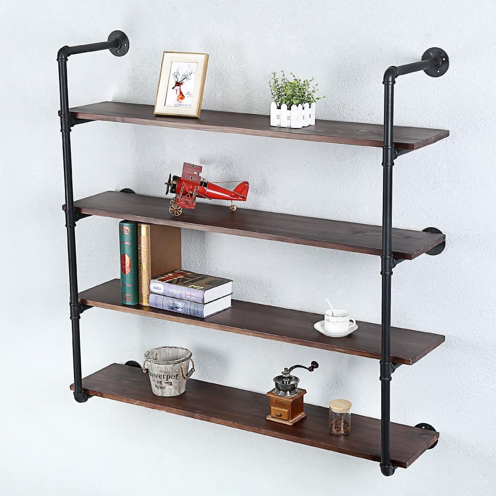 Industrial Pipe Shelves With Wood Planks,Rustic Pipe Shelving Wall Shelf