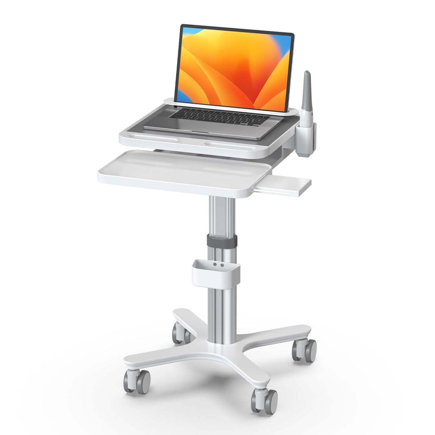BEWISER Medical Cart Mobile Trolley Height Adjustable Easy Installation Pallet Cart with Oral Scanner Holder Laptop Workstation