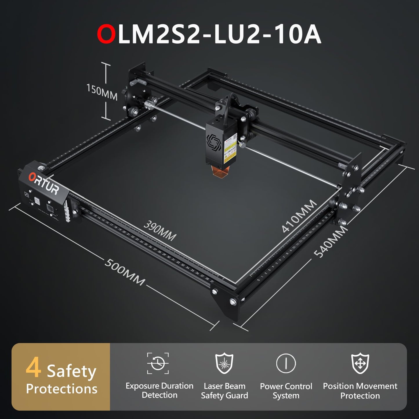 10W Output Laser Engraver, Ortur Laser Master 2 S2 LU2-10A Class 4 Efficient Laser Engraving Machine Fit, High Precision Laser Cutter, 0.05 x 0.1mm Compressed Spot Laser Engraver for Wood and Metal