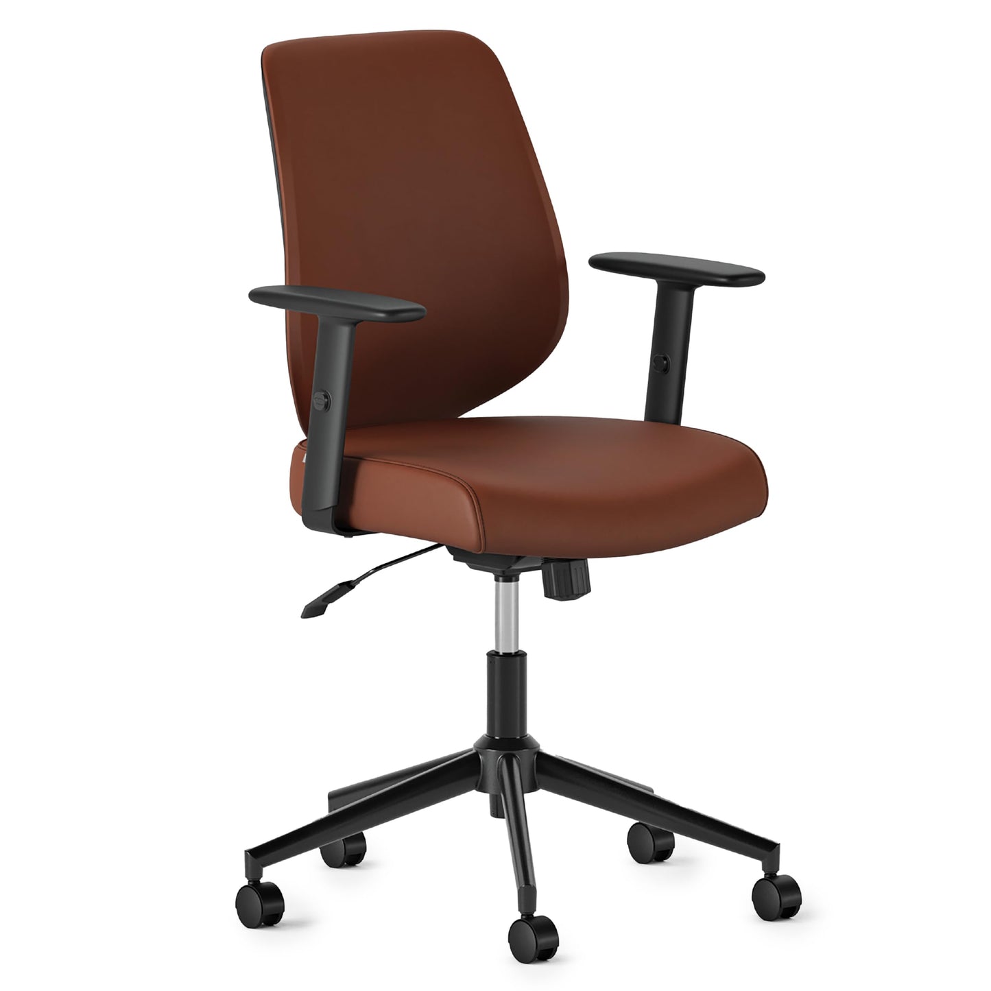 Branch Daily Chair - Vegan Leather Office Chair with Swivel, Lumbar Rest, and Adjustable Armrests - Comfortable Seating for Improved Posture and Productivity - Mahogany