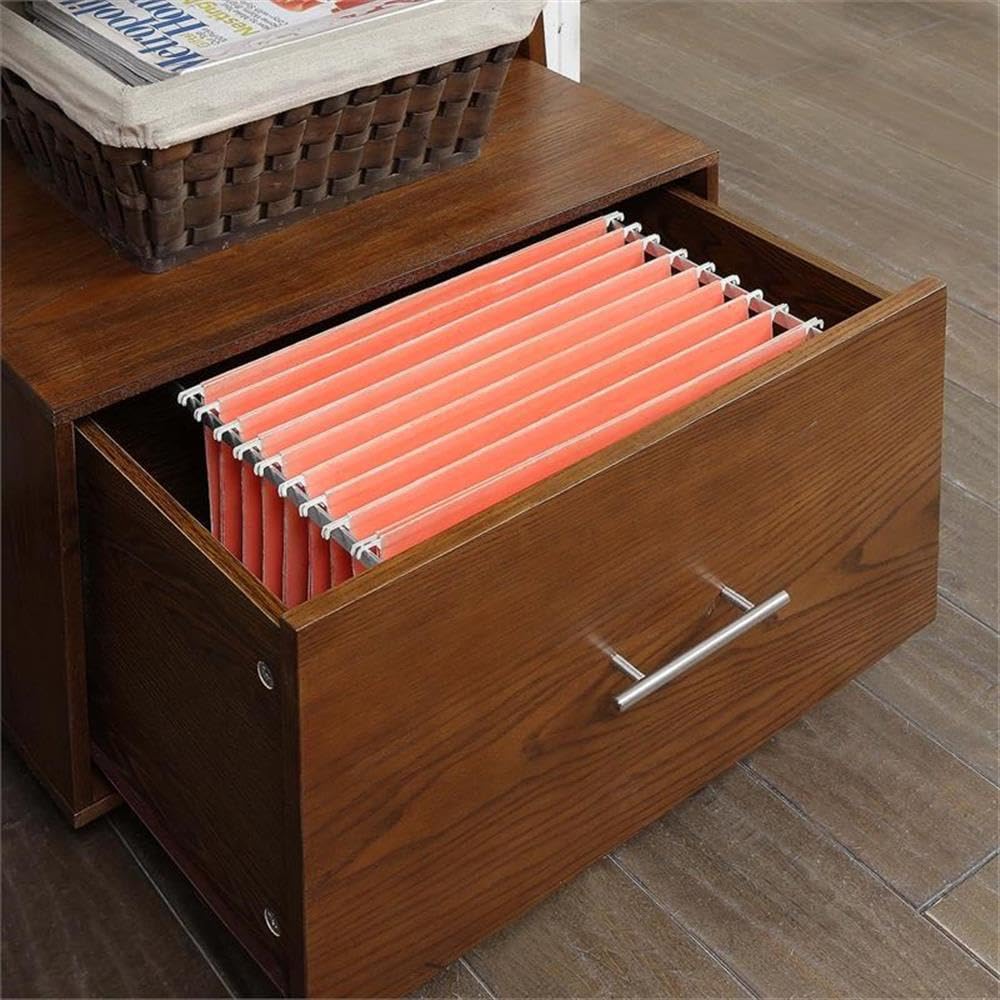 Convenience Concepts 3 tier American Heritage Ladder Bookcase with File Drawer, Dark Walnut