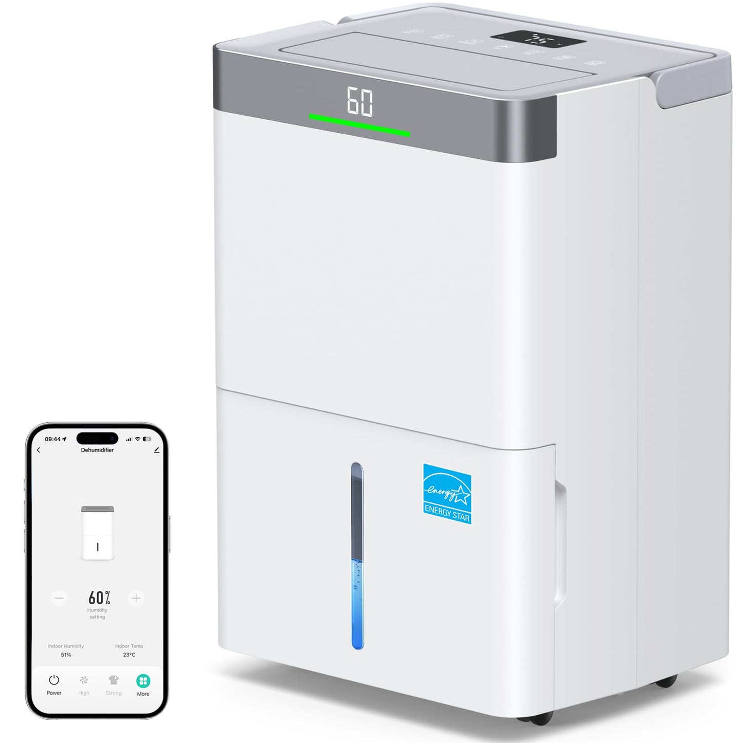 Max 80 Pints Dehumidifier Energy Star Most Efficient 2025 Smart Humidistat up to 5000 Sq.Ft with Drain Hose, Large Water Tank, WiFi Control, 24H Timer Dehumidifier for Basement,Bedroom,Home,Bathroom