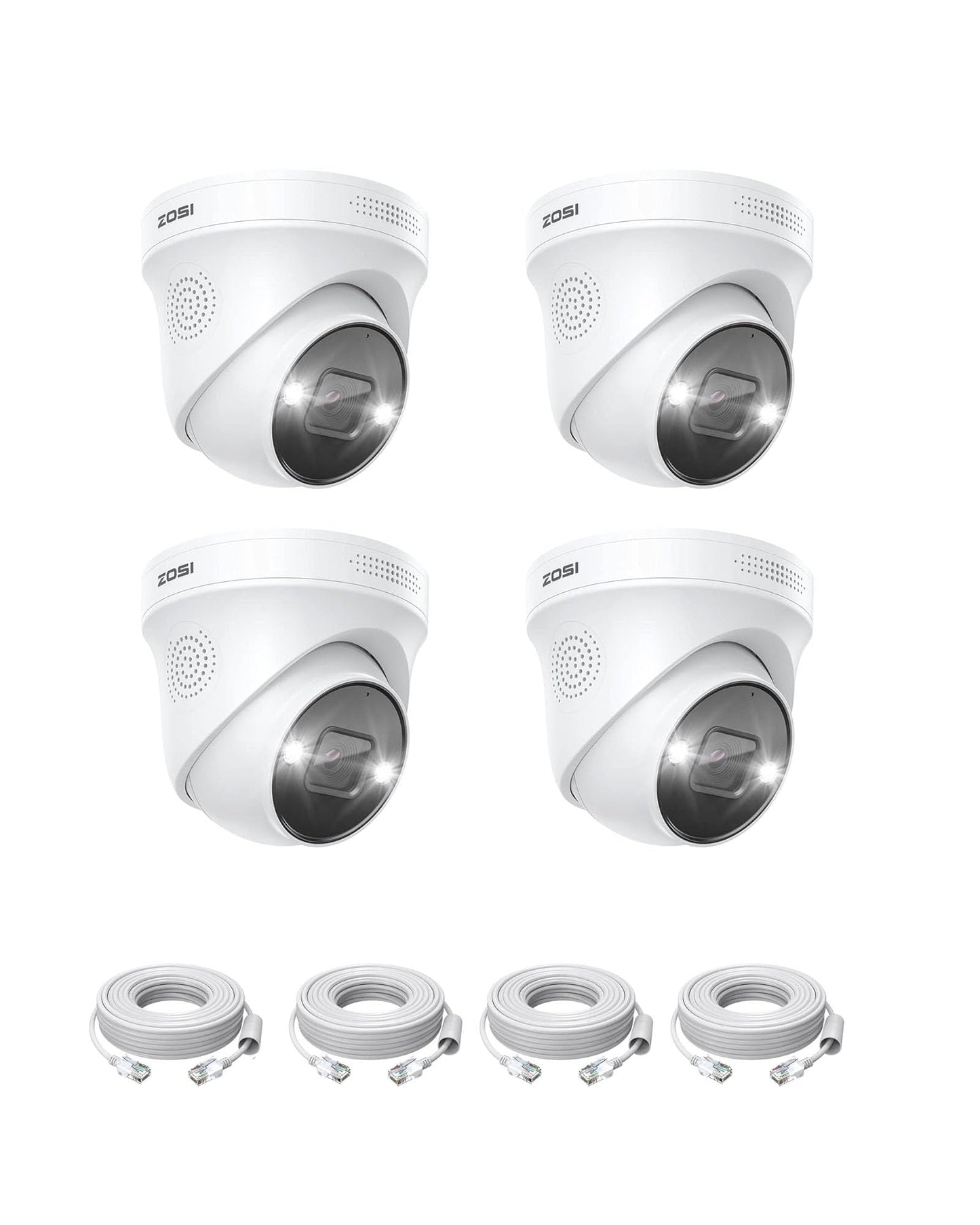 ZOSI 4-Pack 4K 8MP PoE Add-On Security Cameras with Ethernet Cables,Outdoor Indoor Camera with Person Vehicle Detection,Night Vision,2-Way Audio,Only Compatible with Same Brand 4K PoE NVR Systems