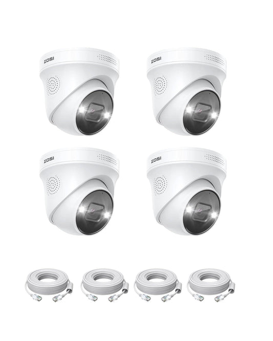 ZOSI 4-Pack 4K 8MP PoE Add-On Security Cameras with Ethernet Cables,Outdoor Indoor Camera with Person Vehicle Detection,Night Vision,2-Way Audio,Only Compatible with Same Brand 4K PoE NVR Systems