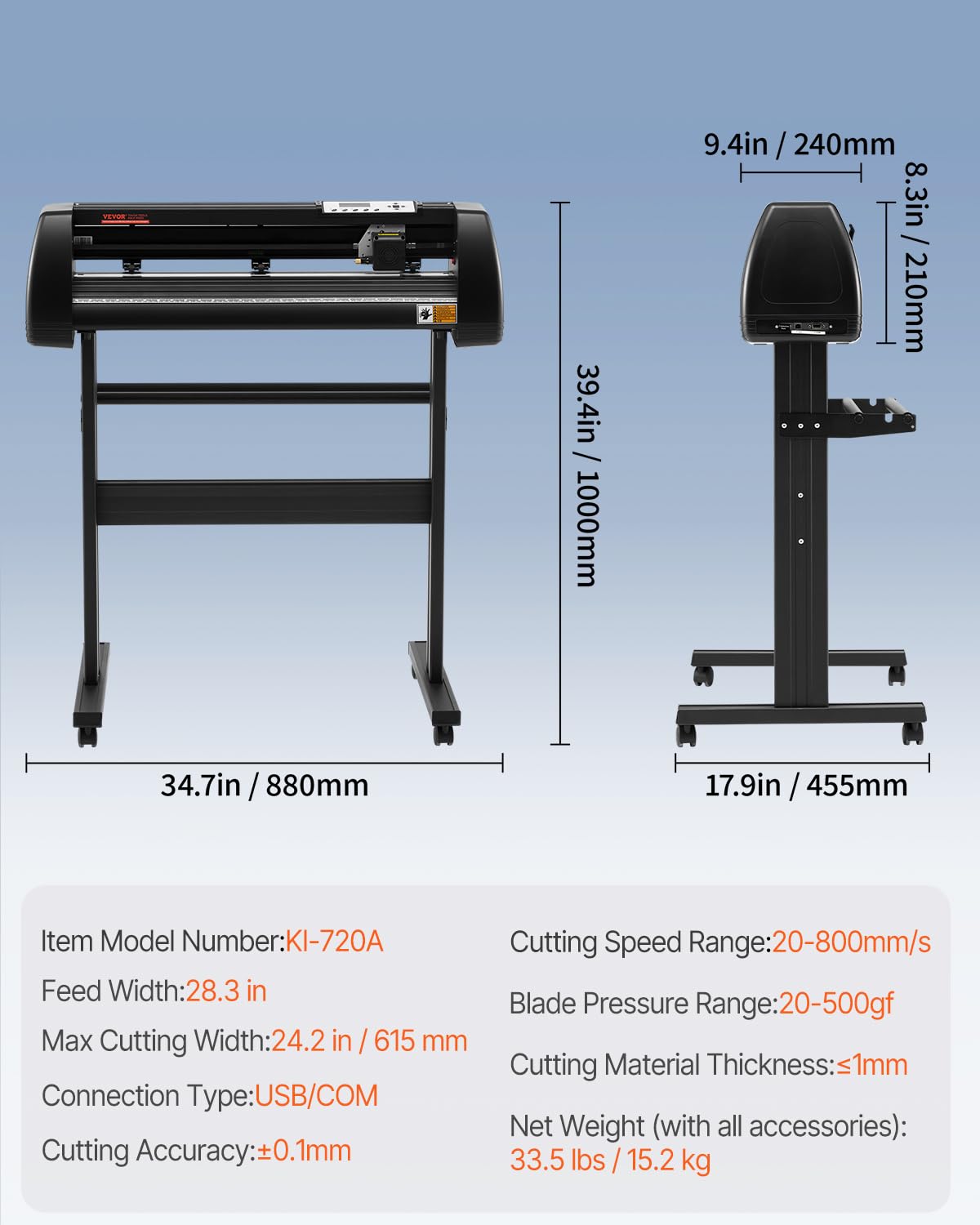VEVOR 28-inch Cutting Machine for Vinyl, Features LCD Screen, Dual Adjustable Spring Rollers for Sign Crafting, Includes Signmaster for Creative Design & Cutting