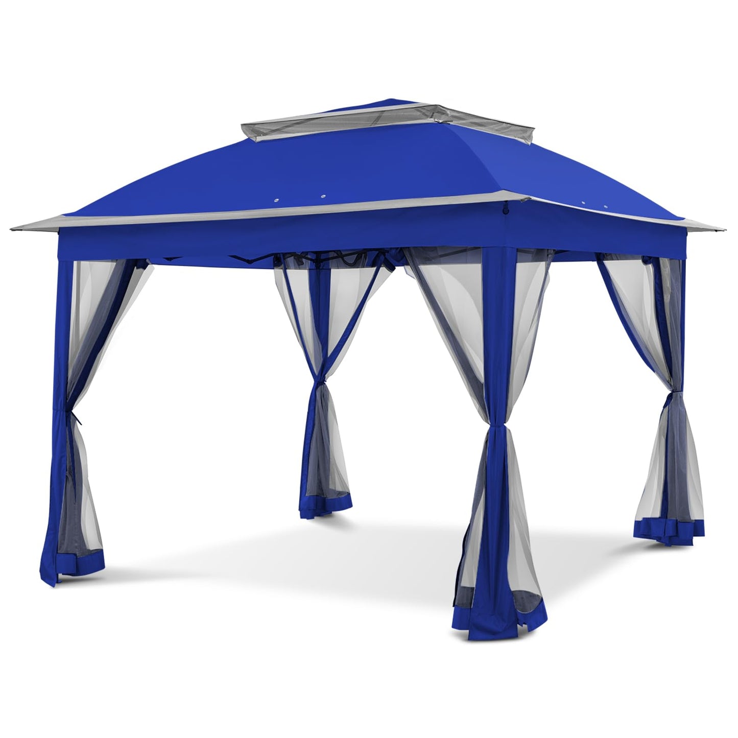 COOS BAY 11x11 Pop Up Gazebo with Mesh Netting, Instant Outdoor Canopy Tent, Water Resistant Shelter with UPF 50+ UV Protection, 121 Sq Ft Coverage, Royal Blue