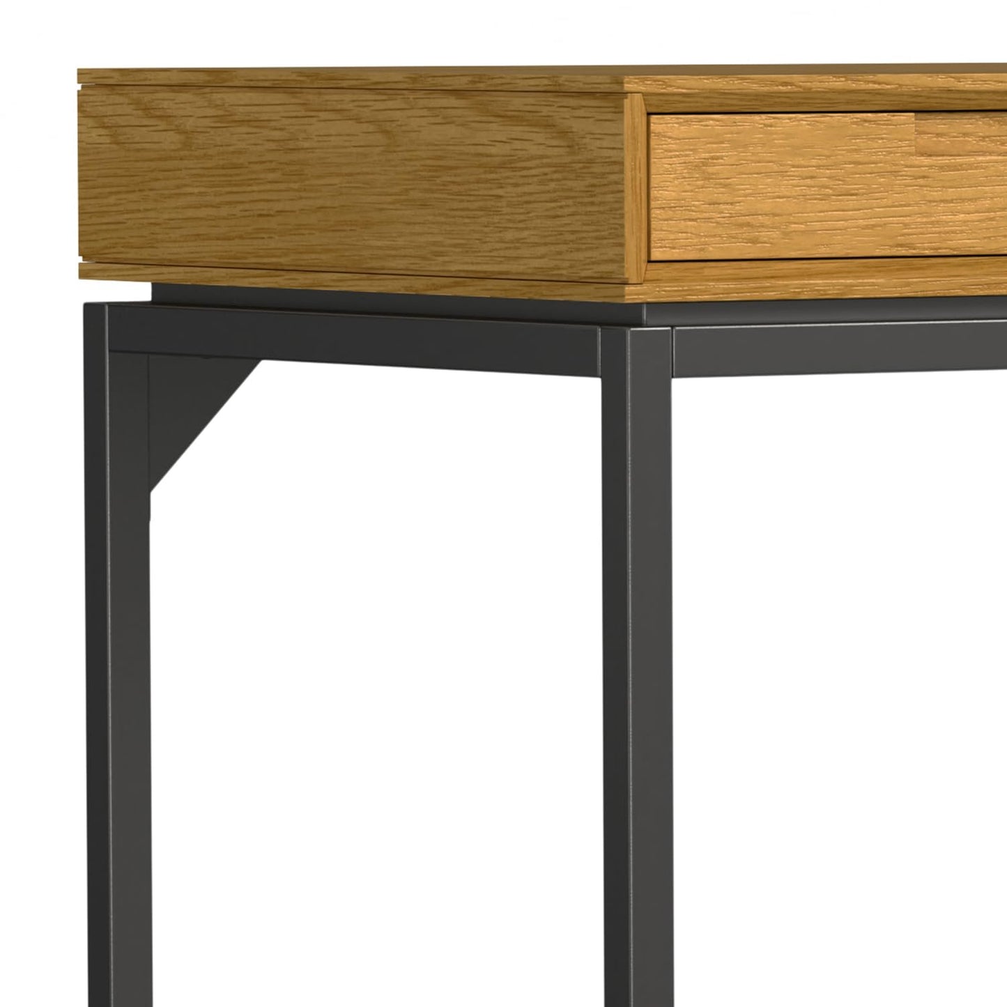SIMPLIHOME Banting Desk - 72 Inch Wide Solid Oak Veneer and Metal Writing Desk in Oak, Modern Industrial Home Office Computer Table for Study with 2 Drawers and Flip-Down Keyboard Tray