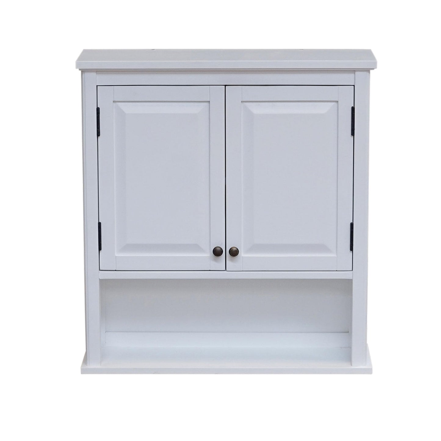 Dorset Bathroom Wall Cabinet - Over the Toilet Storage and Medicine Cabinet with Adjustable Shelves, 2 Doors, and an Open Shelf to Organize Bathroom Essentials by Alaterre Furniture (White)