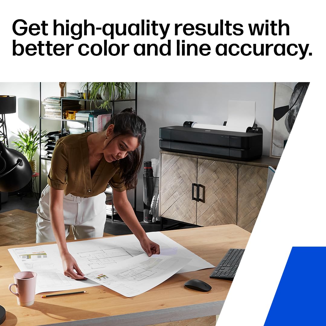 HP DesignJet T210 Large Format 24-inch Plotter Printer, for Easy CAD & Poster Prints (8AG32D)