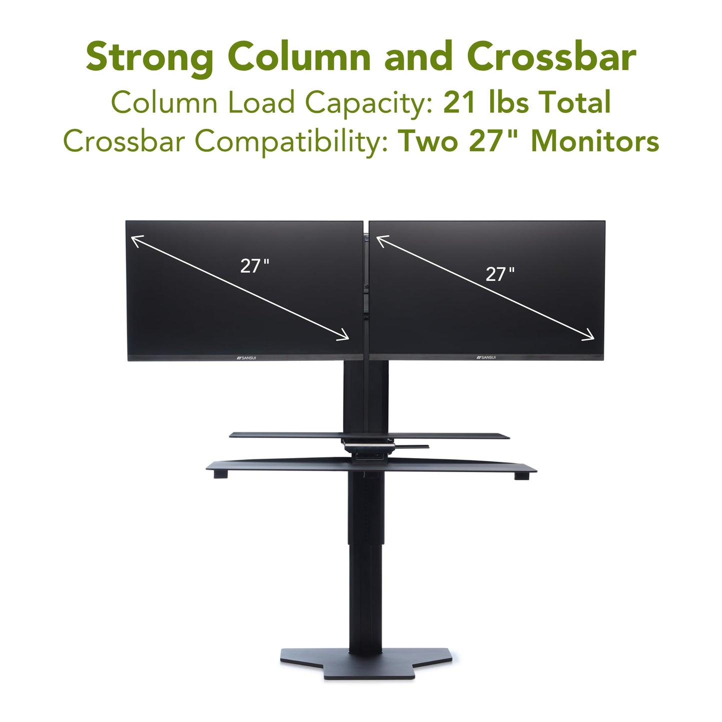 Perfect POSTURE Sit2Stand Standing Desk Converter with Dual Monitor Mount – 18” Height Adjustable Sit-Stand Workstation – Black