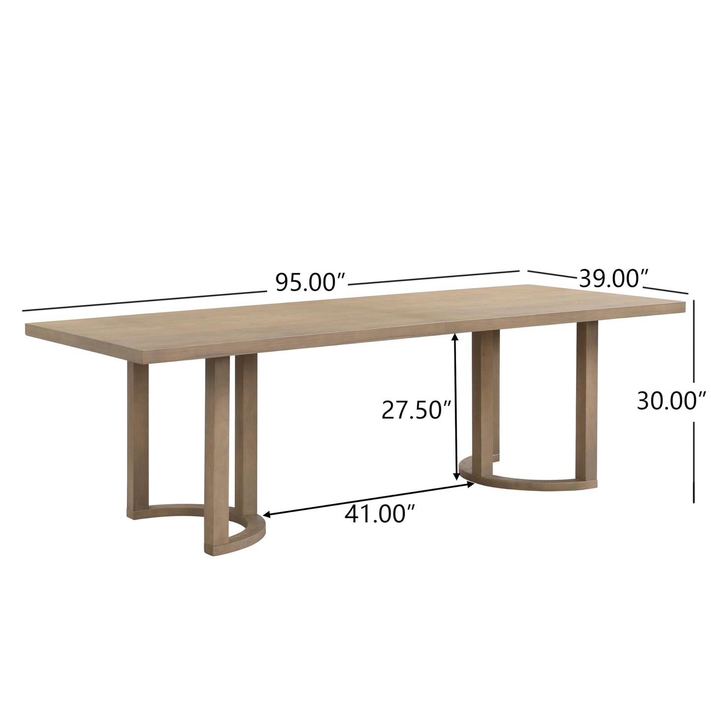 Christopher Knight Home Evat 95 Inch Dining Table for 6-8 People, Modern Kitchen Table with U-Shaped Legs, Large Wooden Rectangular Farmhouse Dinner Furniture for Dining Room, Home Office,Natural Ash