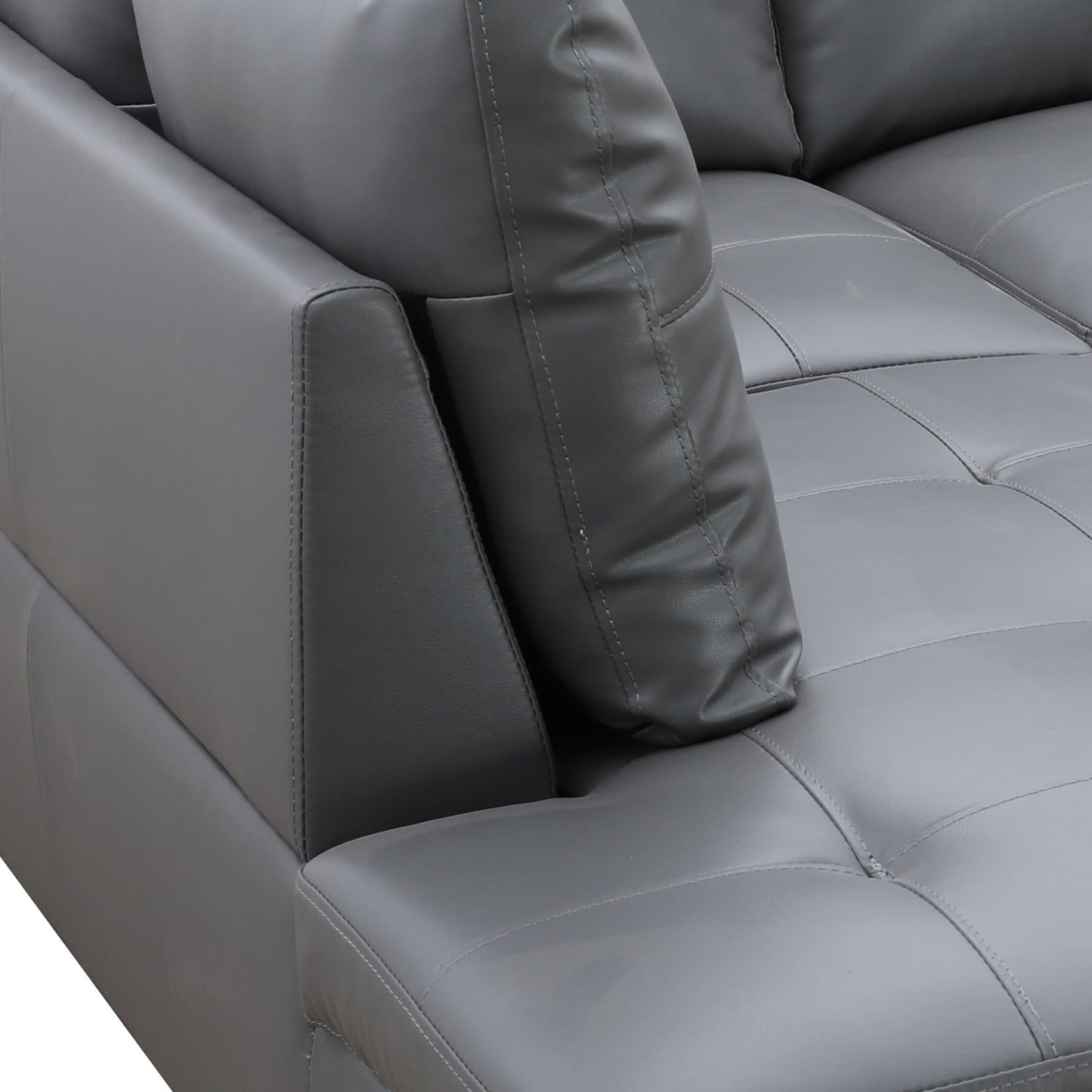 NicBex Sectional Couch L Shaped Couch Sofas for Living Room Living Room Furniture Sets Faux Leather Couch with Chaise and Back Cushions for Living Room and Apartment, Silver Grey