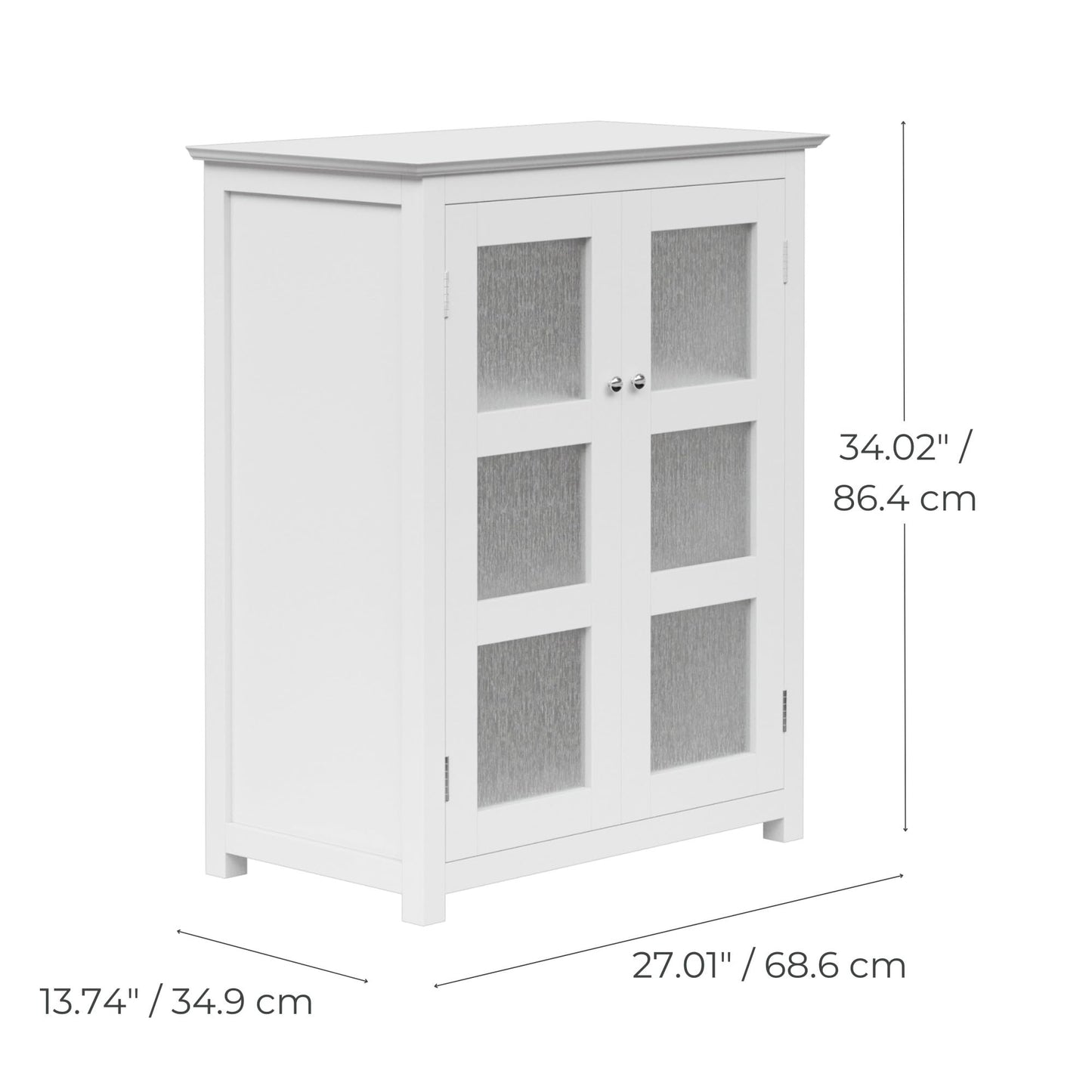 Teamson Home Conner Freestanding Two-Door Floor Storage Cabinet with 2 Adjustable Shelves, White